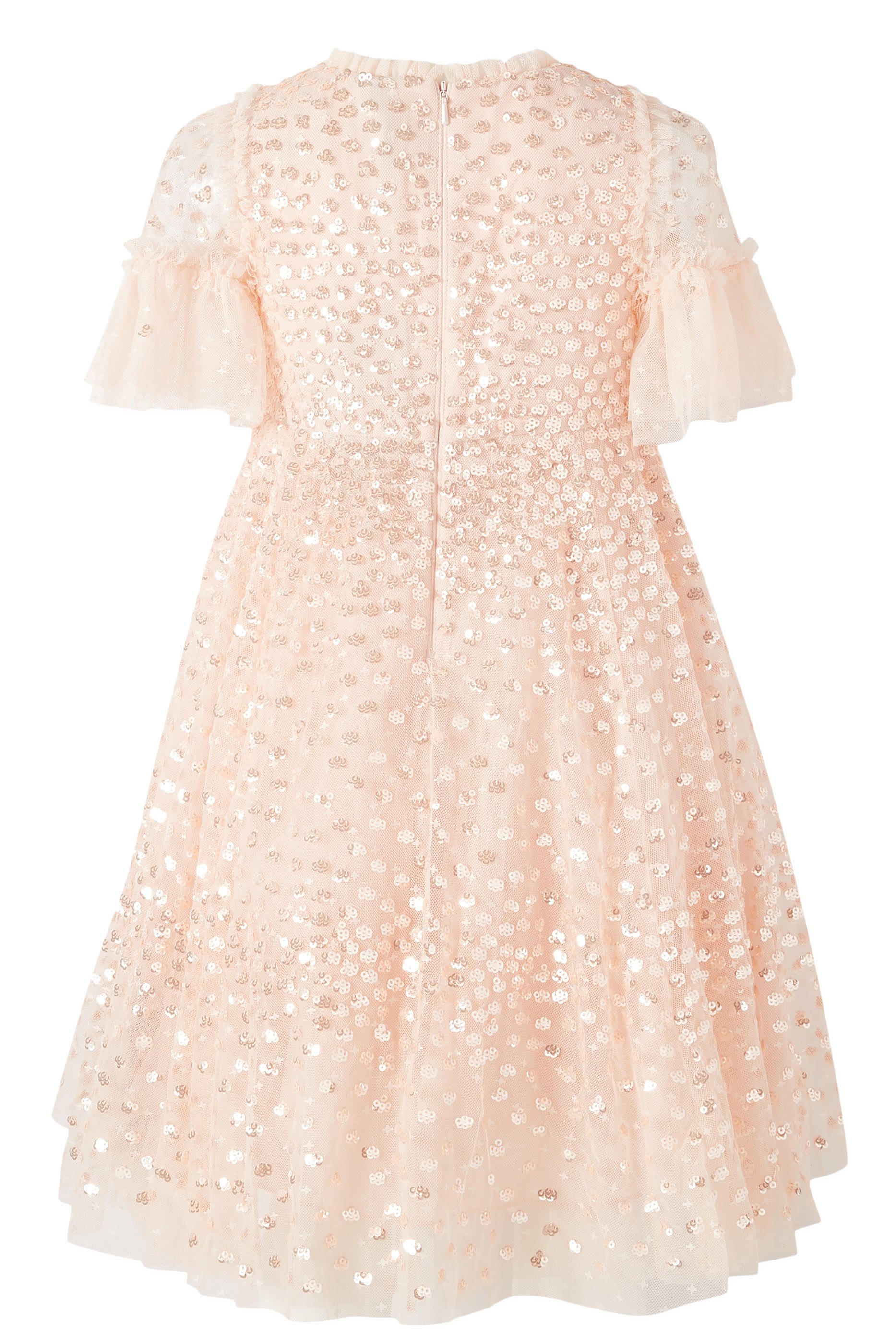 فستان بقصة واسعة ونقشة خطوط متناثرة للأطفال