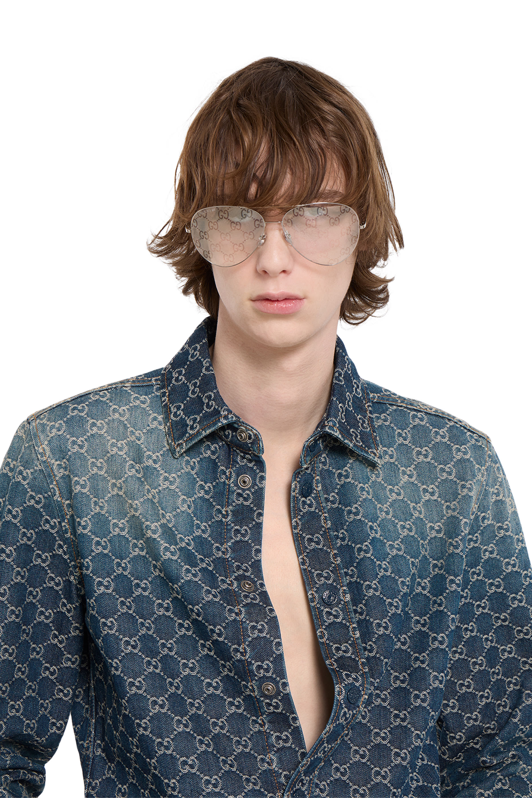 GG Cotton Denim Jacquard Shirt