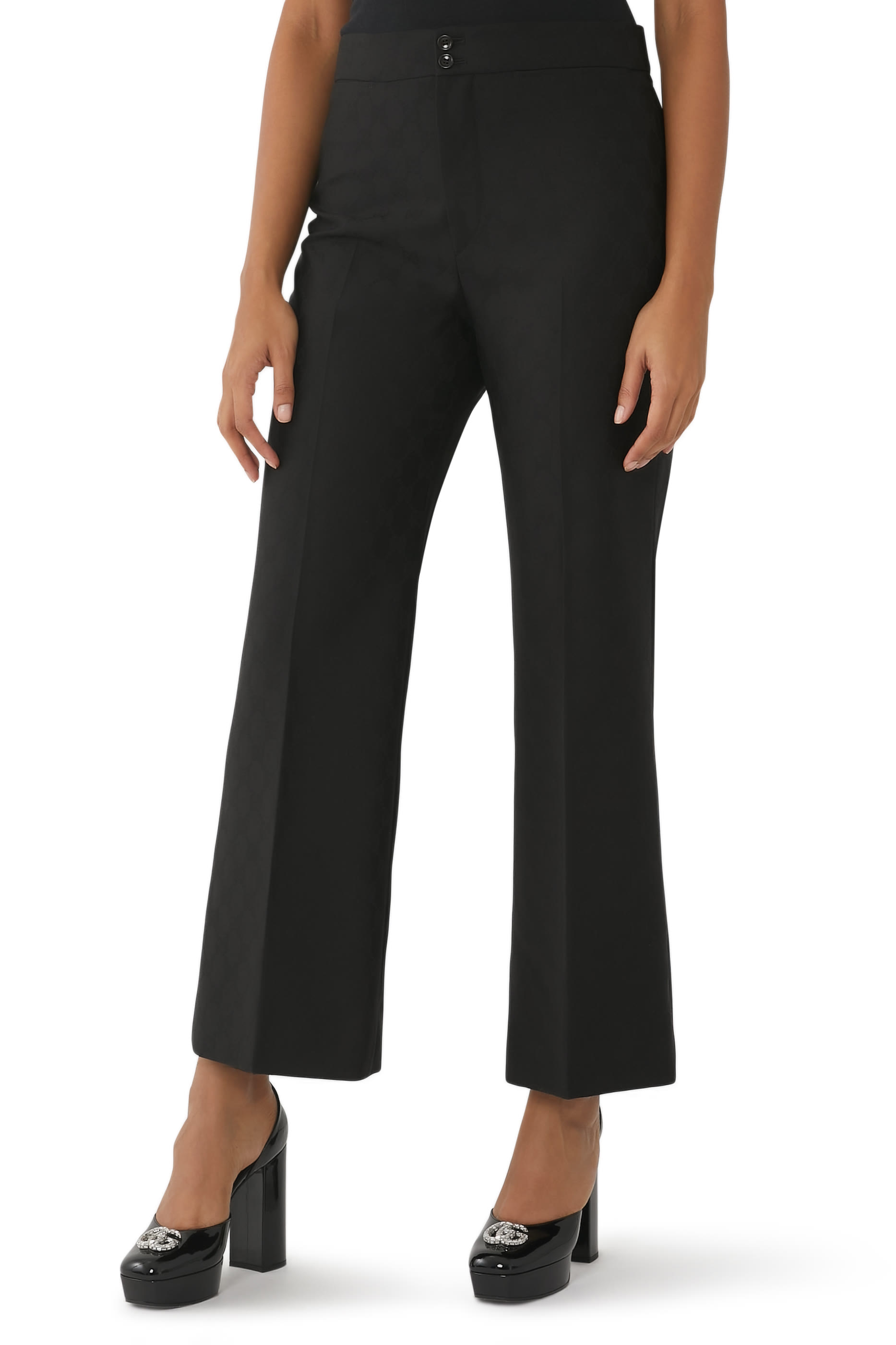 بنطال صوف ينقشة حرفي شعار الماركة جاكار