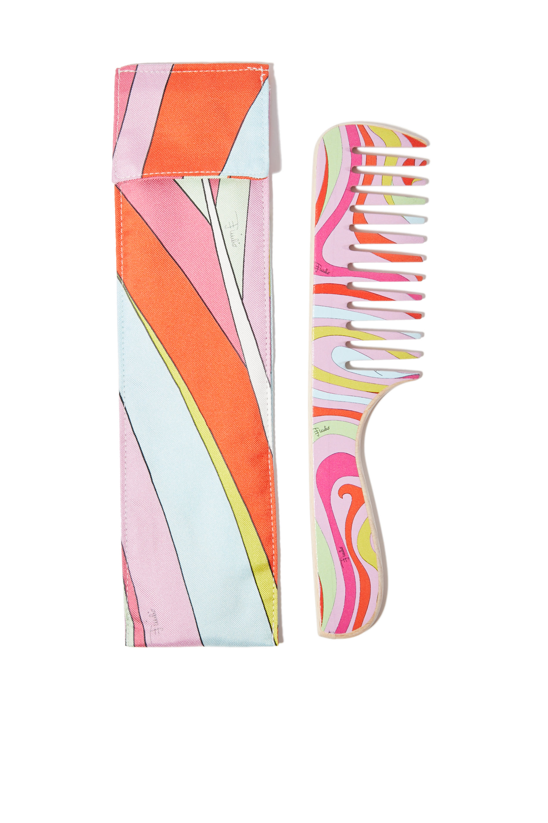 مجموعة مشط خشب وحقيبة صغيرة بطبعة مارمو