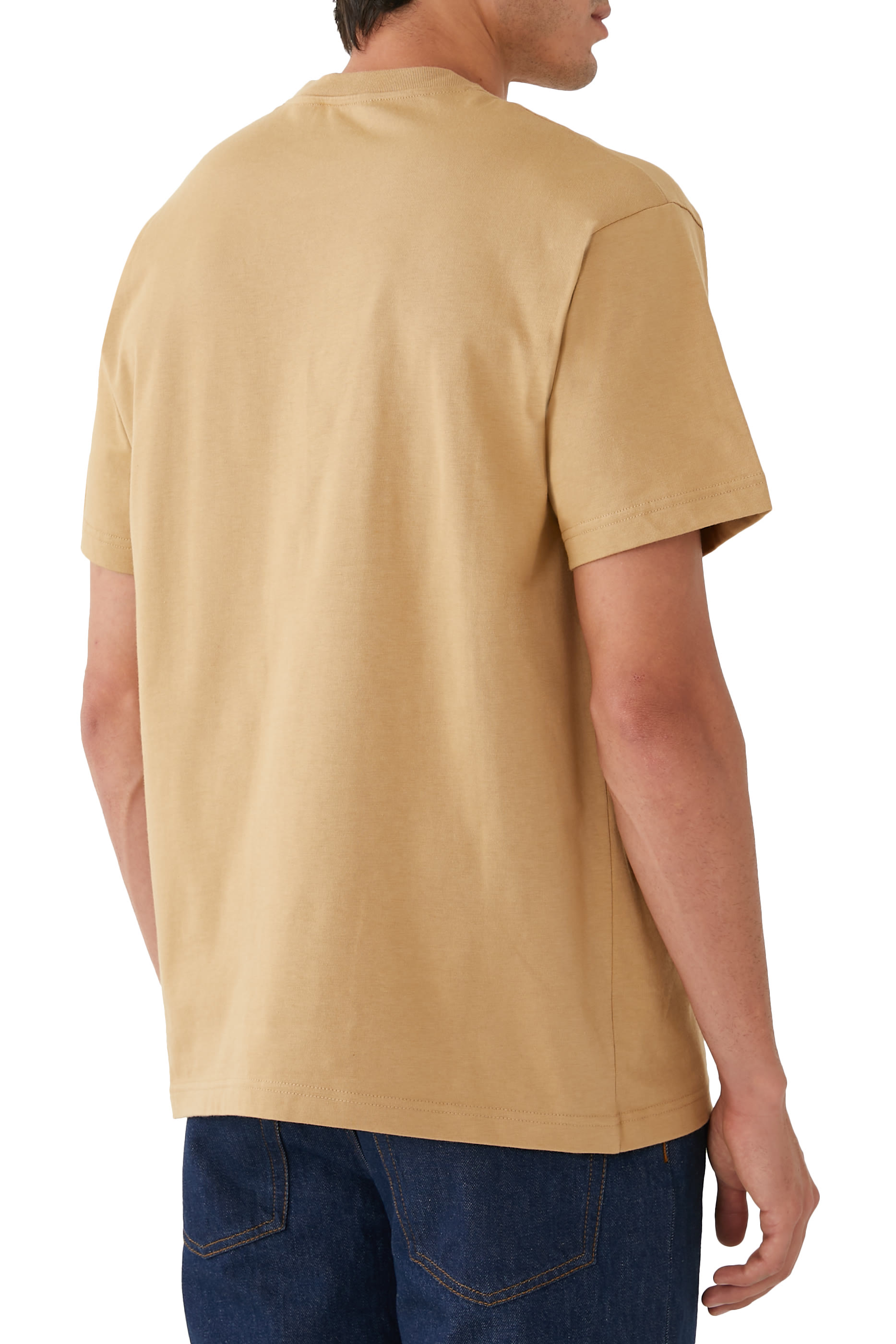 تيشيرت بطبعات شعار الماركة قطن جرسيه