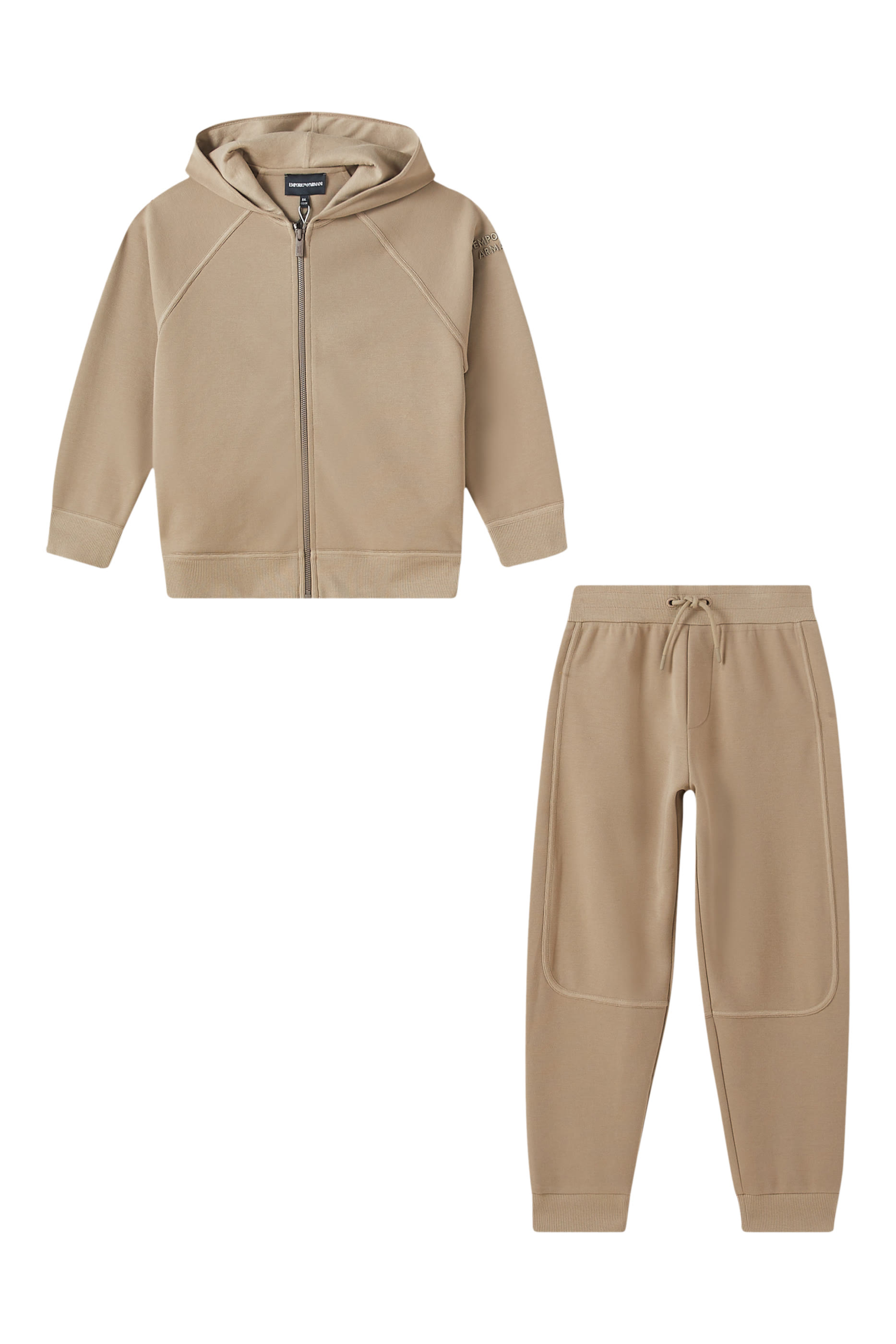 طقم بدلة رياضية مطرز بشعار الماركة مزيج قطن للأطفال