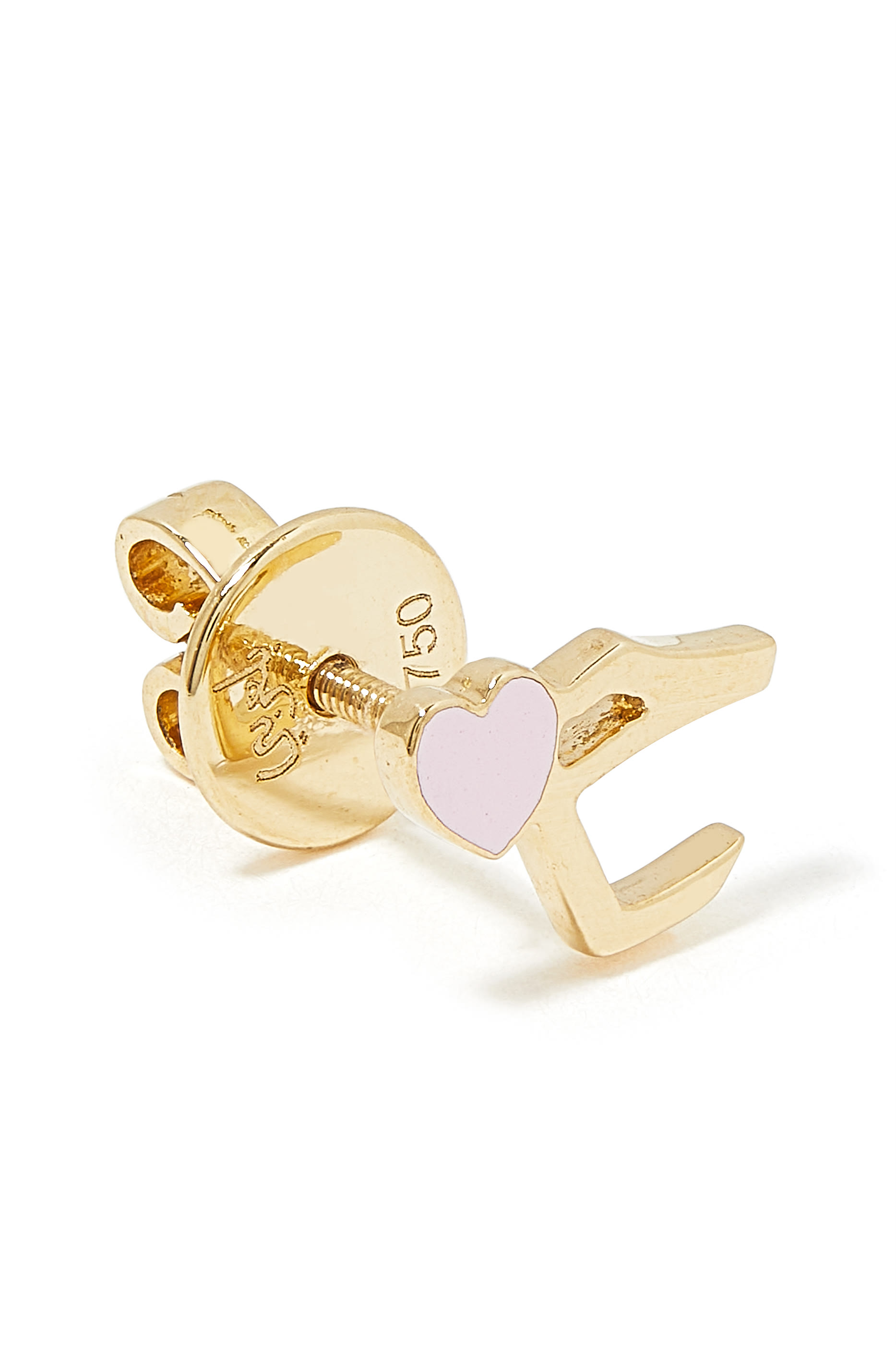 أقراط تايني بلينغ بتصميم قلب مزينة بالمينا، ذهب أصفر عيار 18