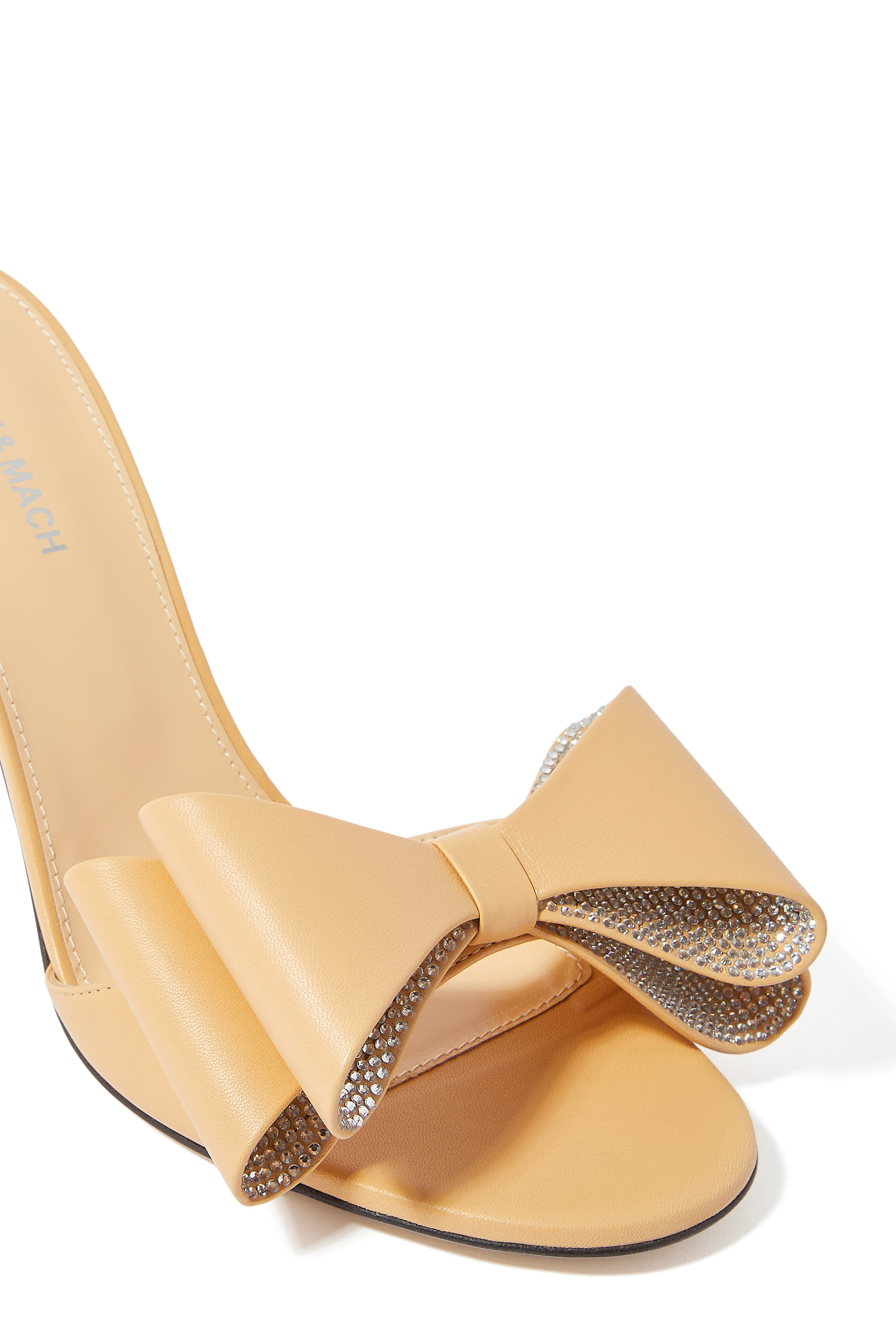 حذاء كادو 95 مفتوح من الخلف بربطة فيونكة كبيرة جلد