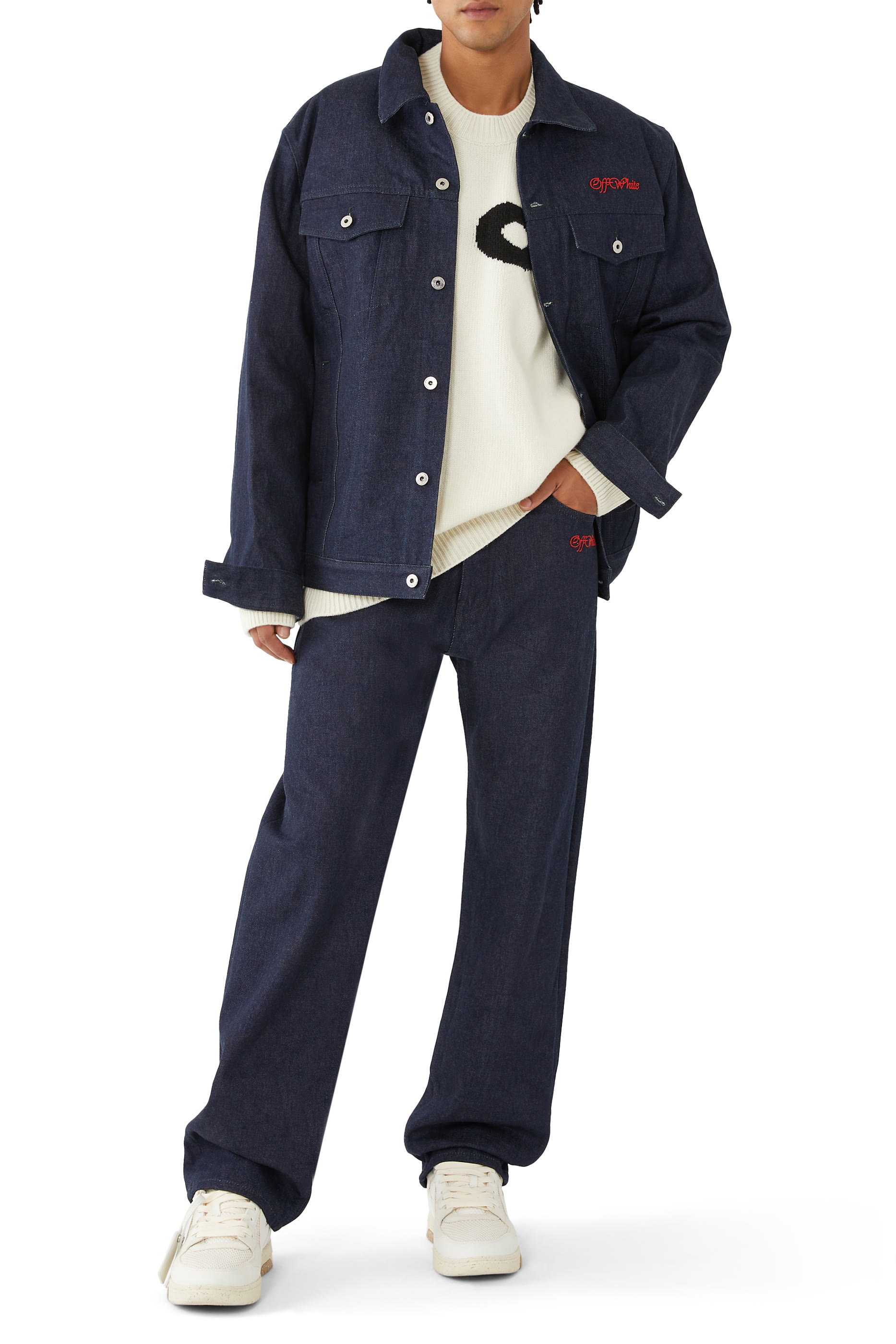 جاكيت دنيم سكايت بنقشة وحواف غير محاكة