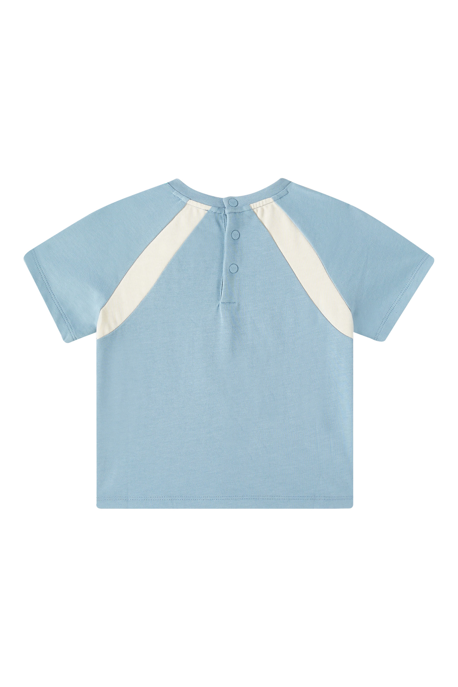 تيشيرت بتصميم مقسم بألوان مطرز بشعار الماركة للأطفال