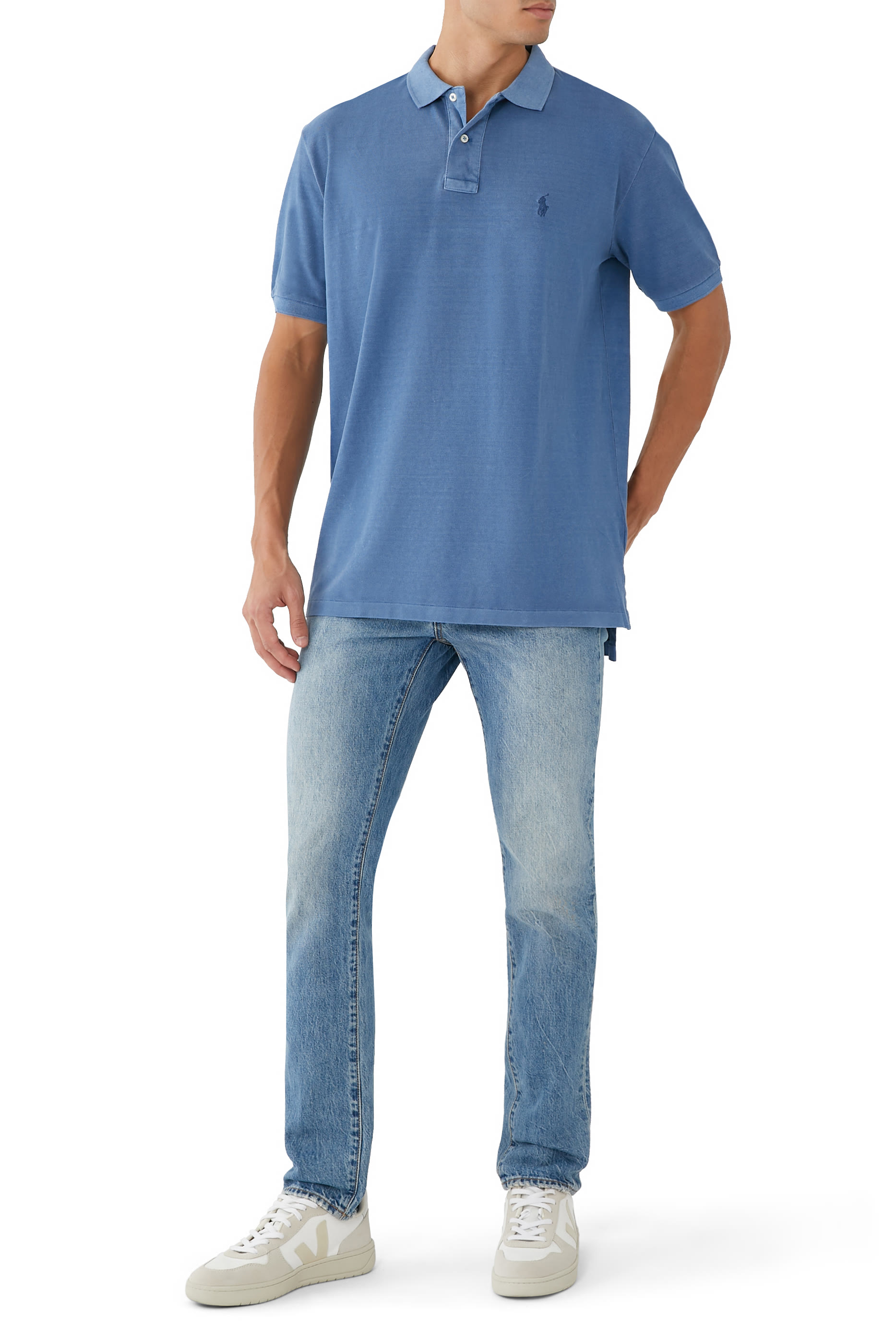 قميص بولو مطرز بشعار الماركة