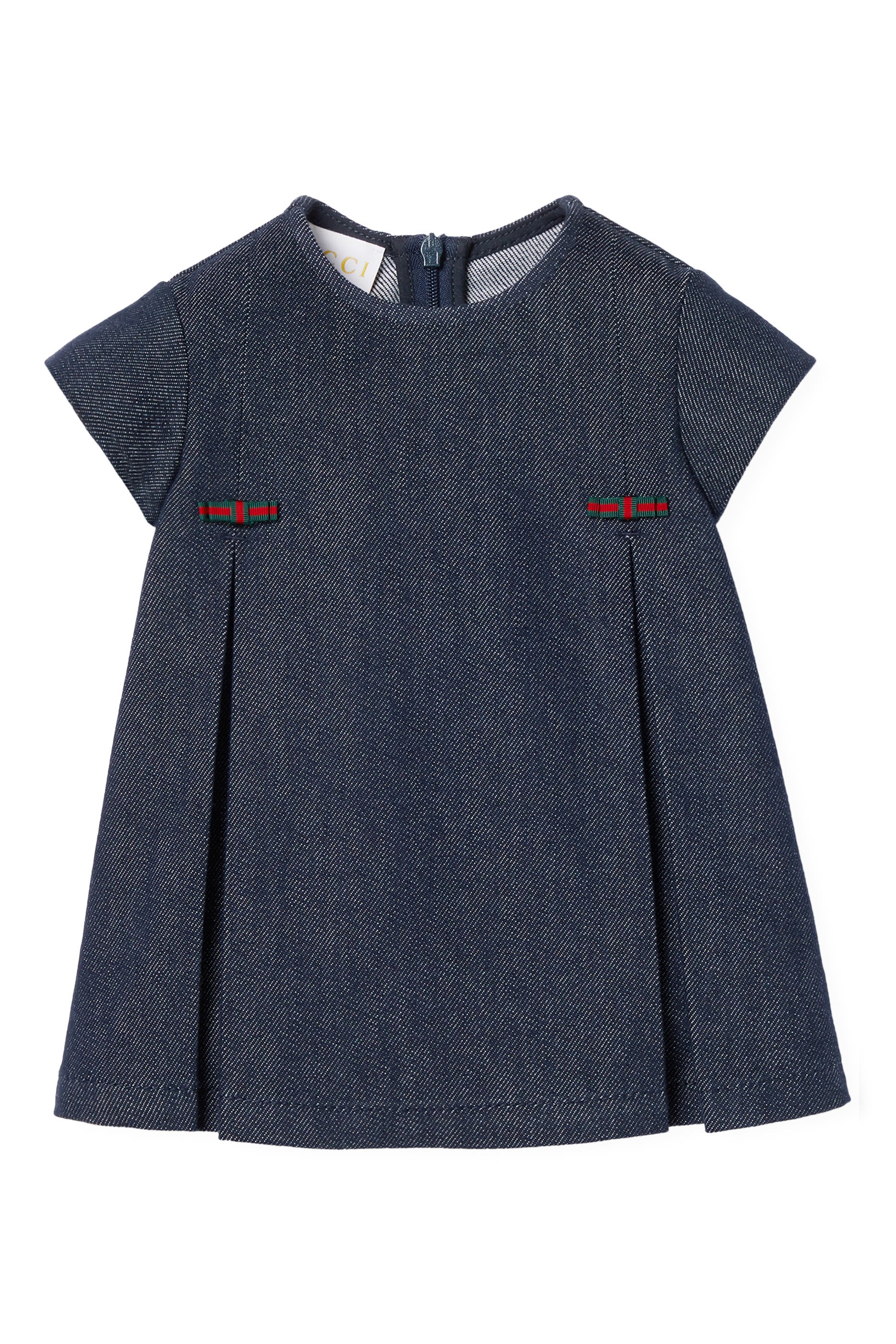 Kids Web Stripe Box Pleats Dress