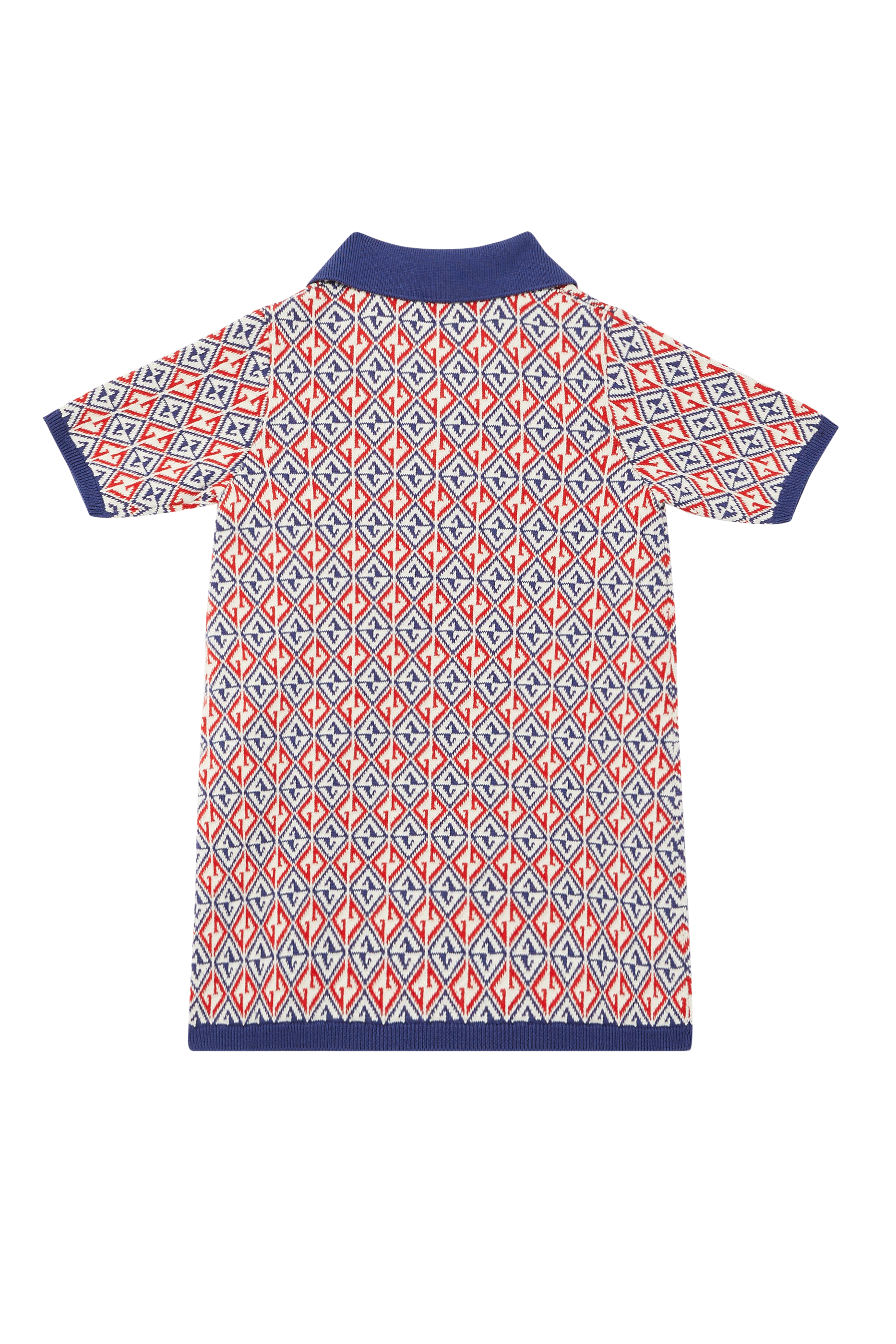 فستان قطن بنقشة معينات بشعار الماركة من الجاكار للأطفال