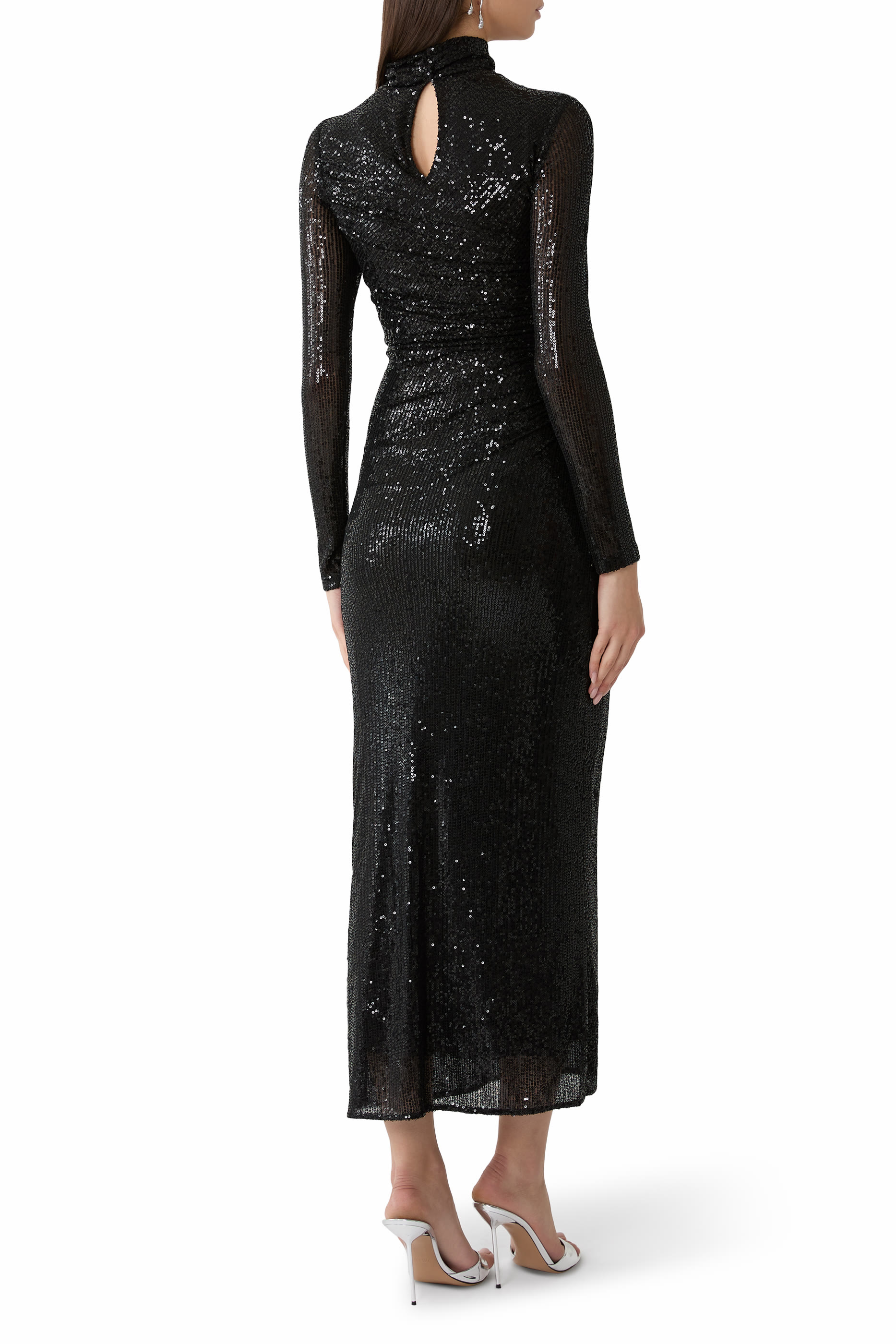 فستان سهرة ماليا بطول الكاحل بياقة عالية