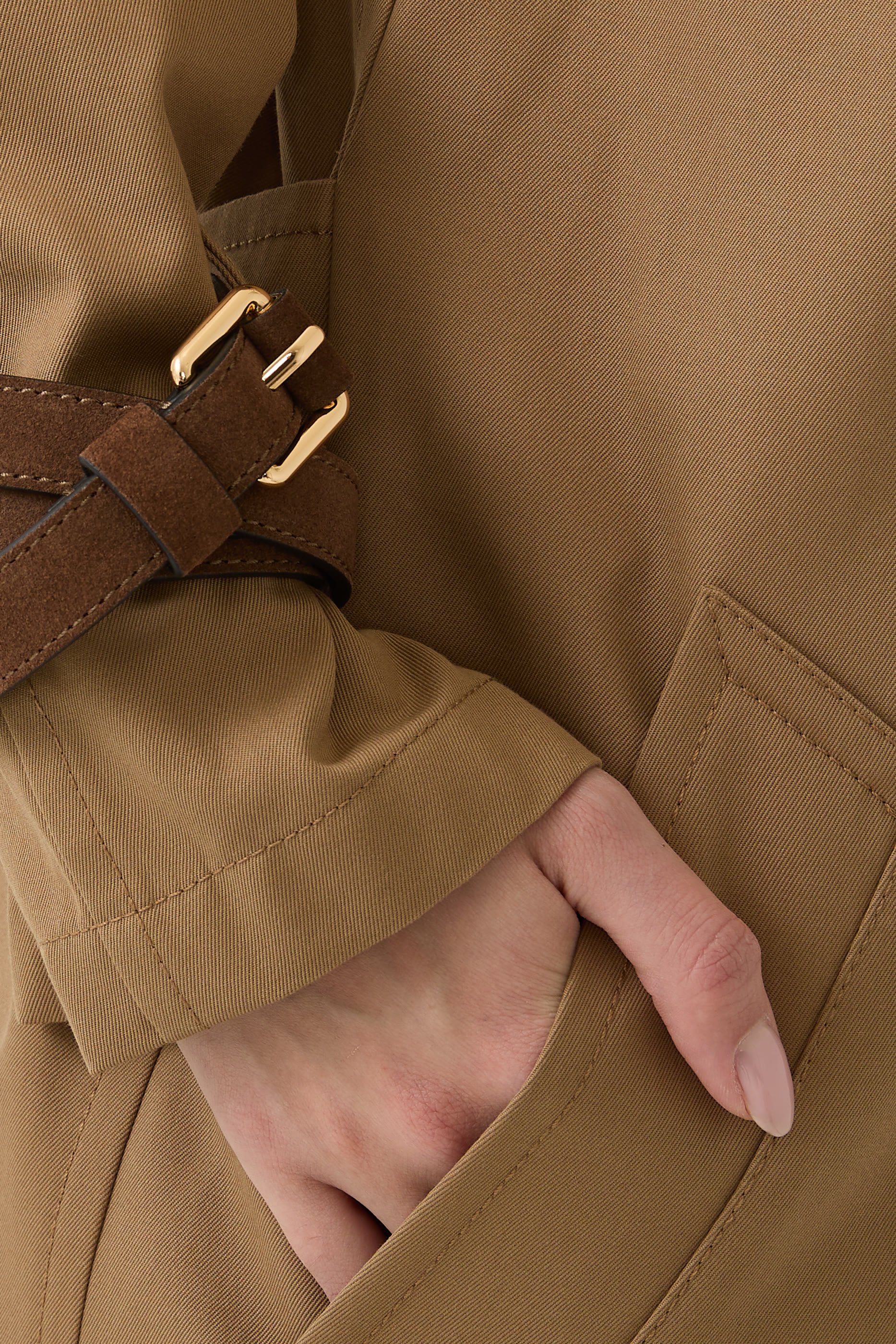 معطف ترينش مزيج قطن غابردن