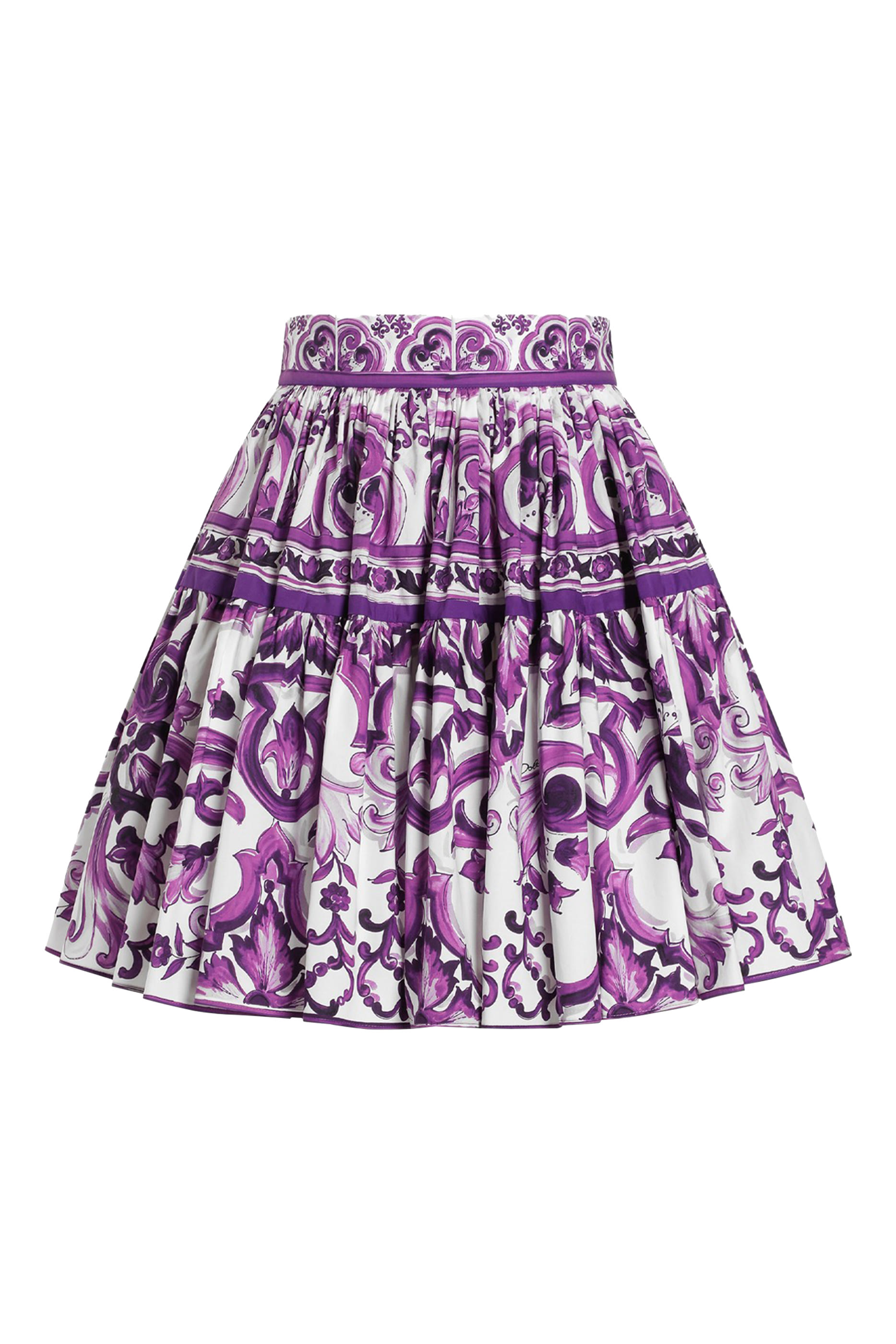 تنورة قصيرة بنقشة مايوليكا بوبلين