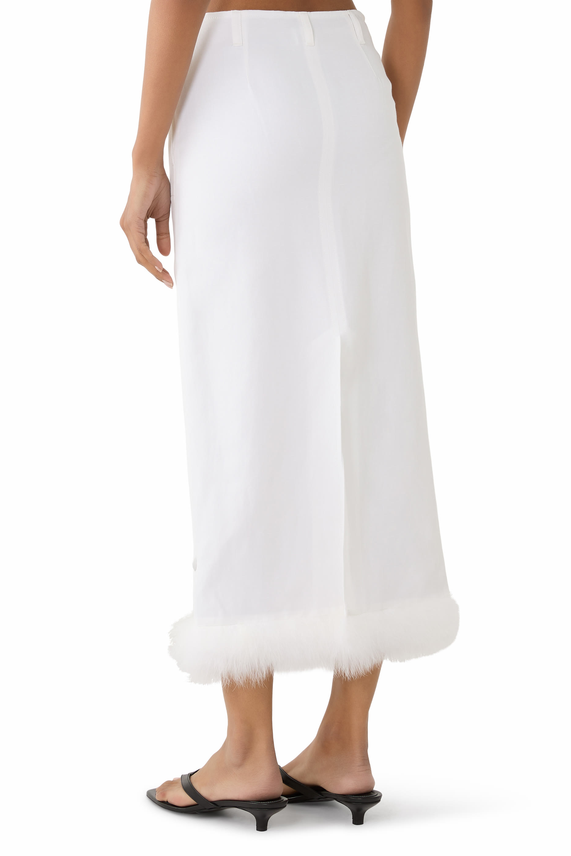 تنورة مصبوغة بالخيوط مزيج كتان