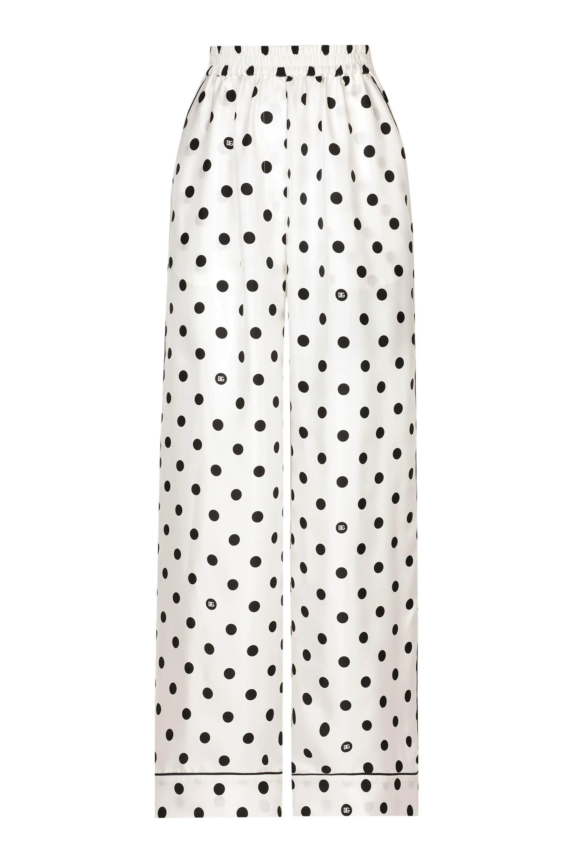 بنطال بيجامة حرير بنقشة نقاط