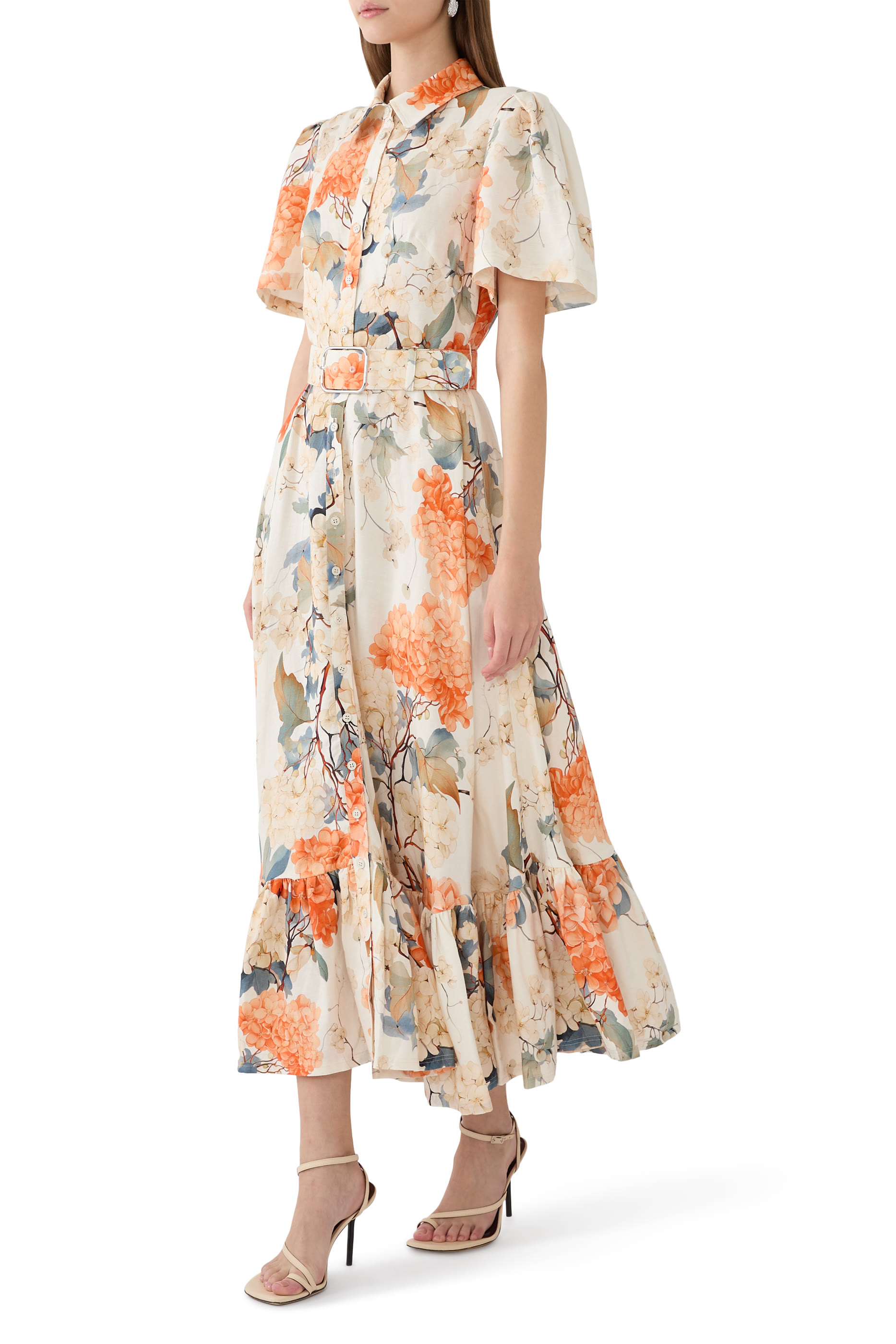 فستان بيكا متوسط الطول بأكمام قصيرة