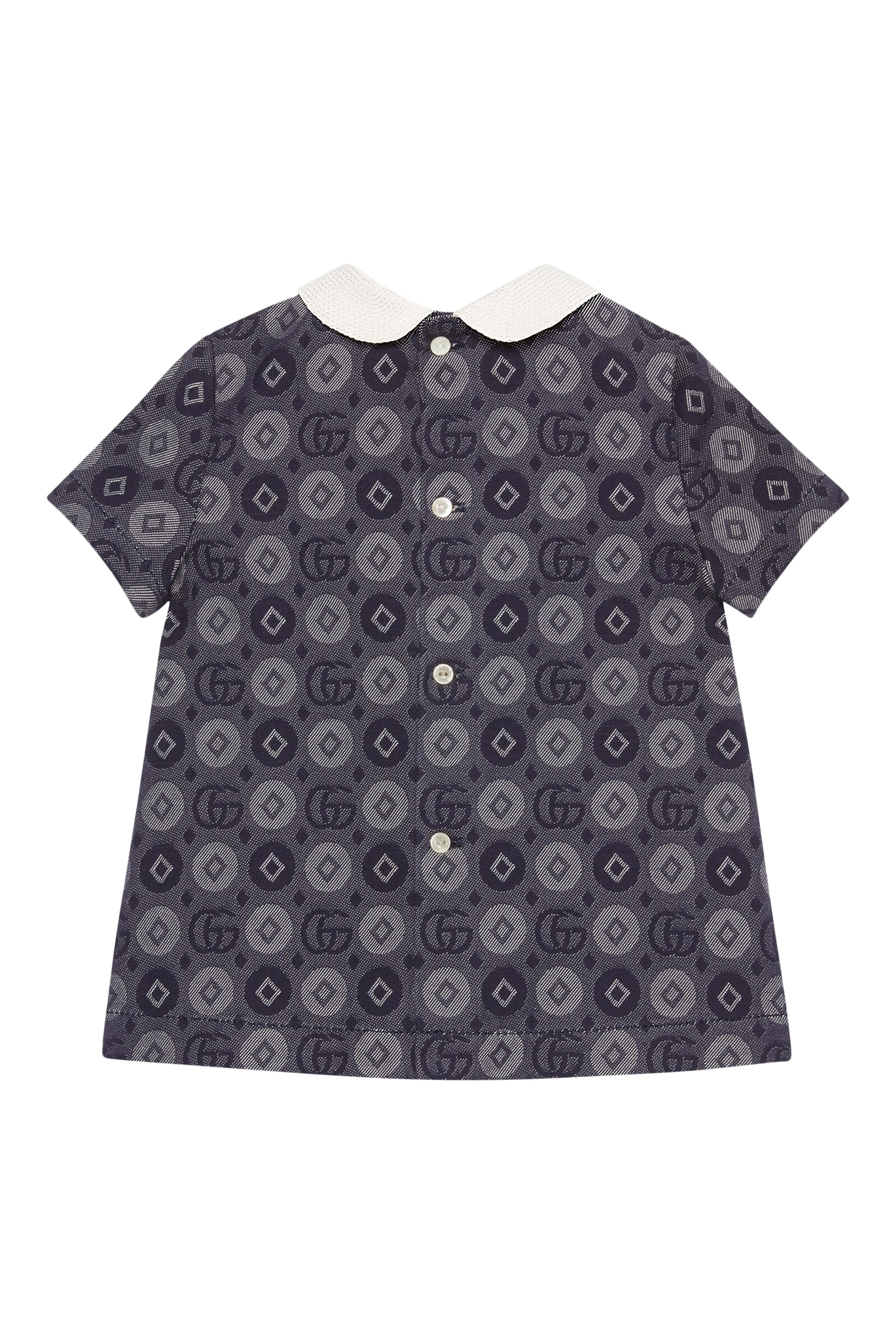 فستان مزينة بنقشة حرفي شعار الماركة هندسية للأطفال