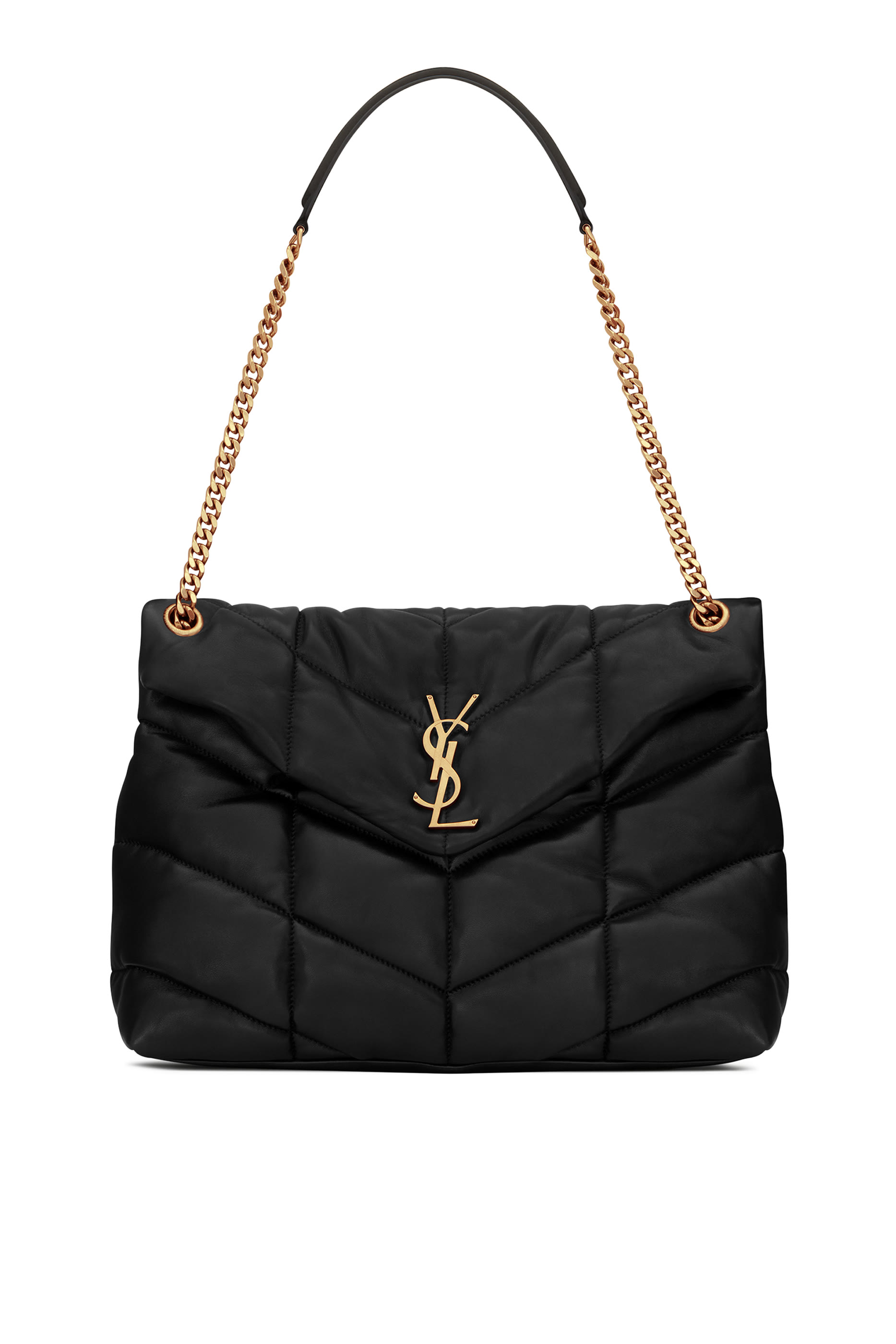 حقيبة متوسطة جلد خروف بتصميم منفوخ 