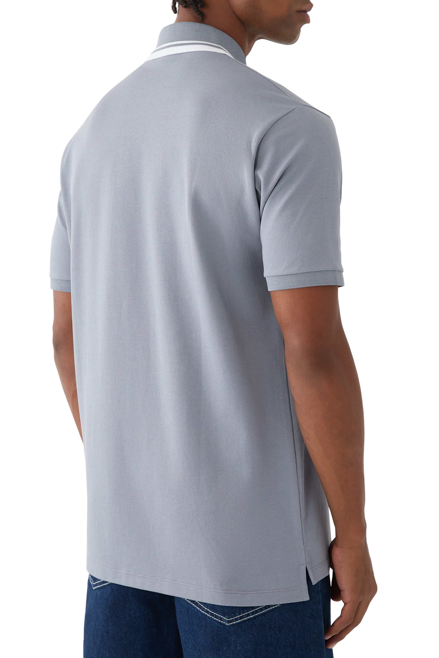 قميص بولو مطاطي بحرفي شعار الماركة قطن بيكيه