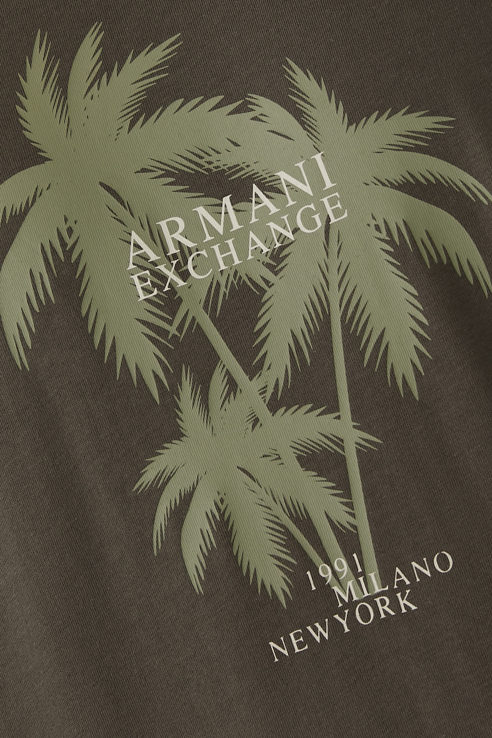 تيشيرت بنقشة شعار الماركة وشجر نخيل