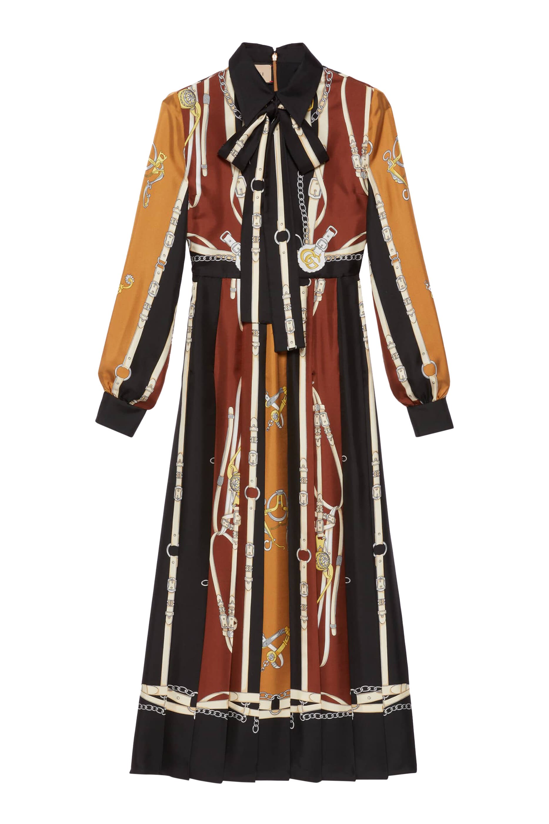 فستان بطبعة مستوحاة من عالم الفروسية حرير