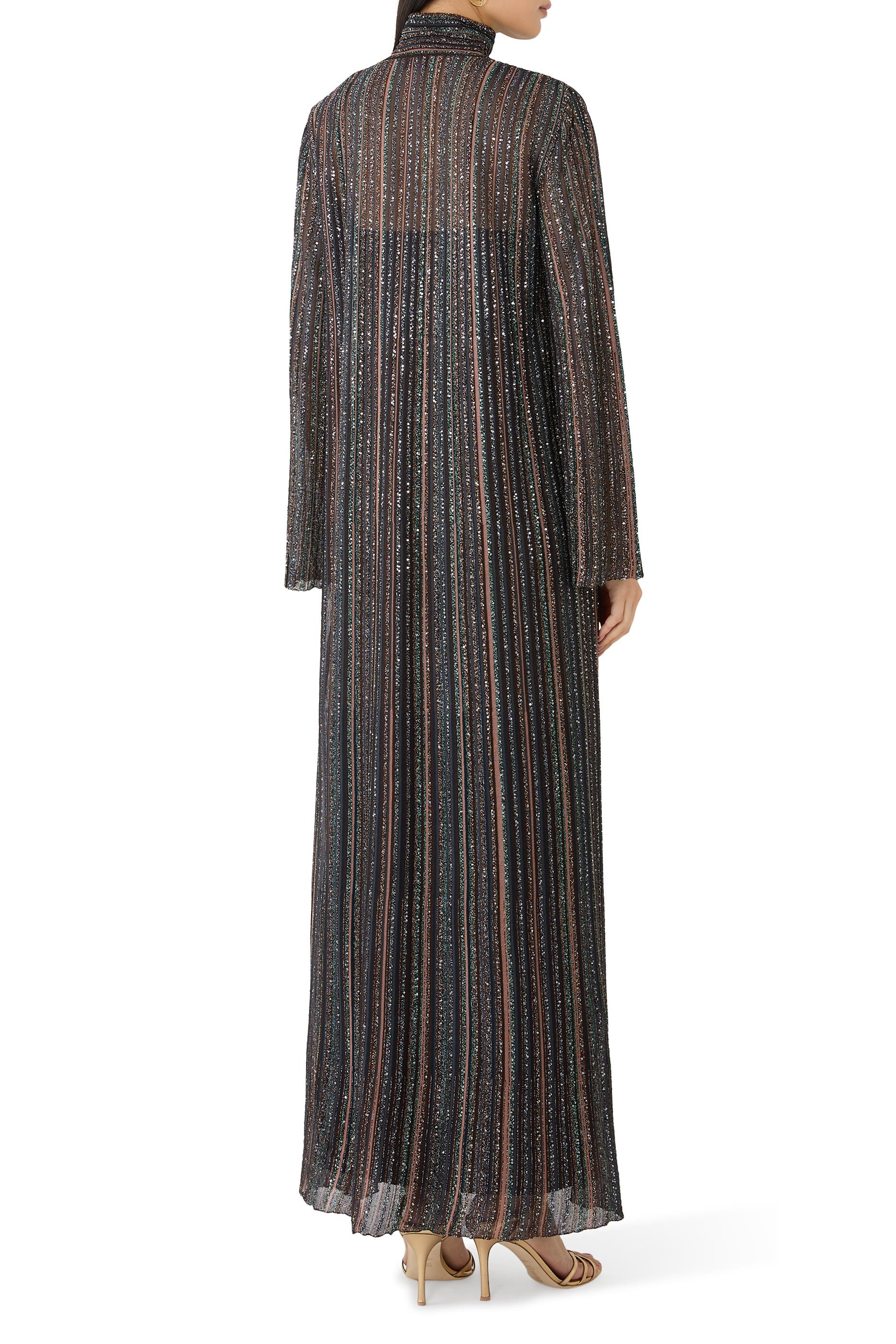 قفطان بأكمام واسعة فيسكوز مضلع لامع