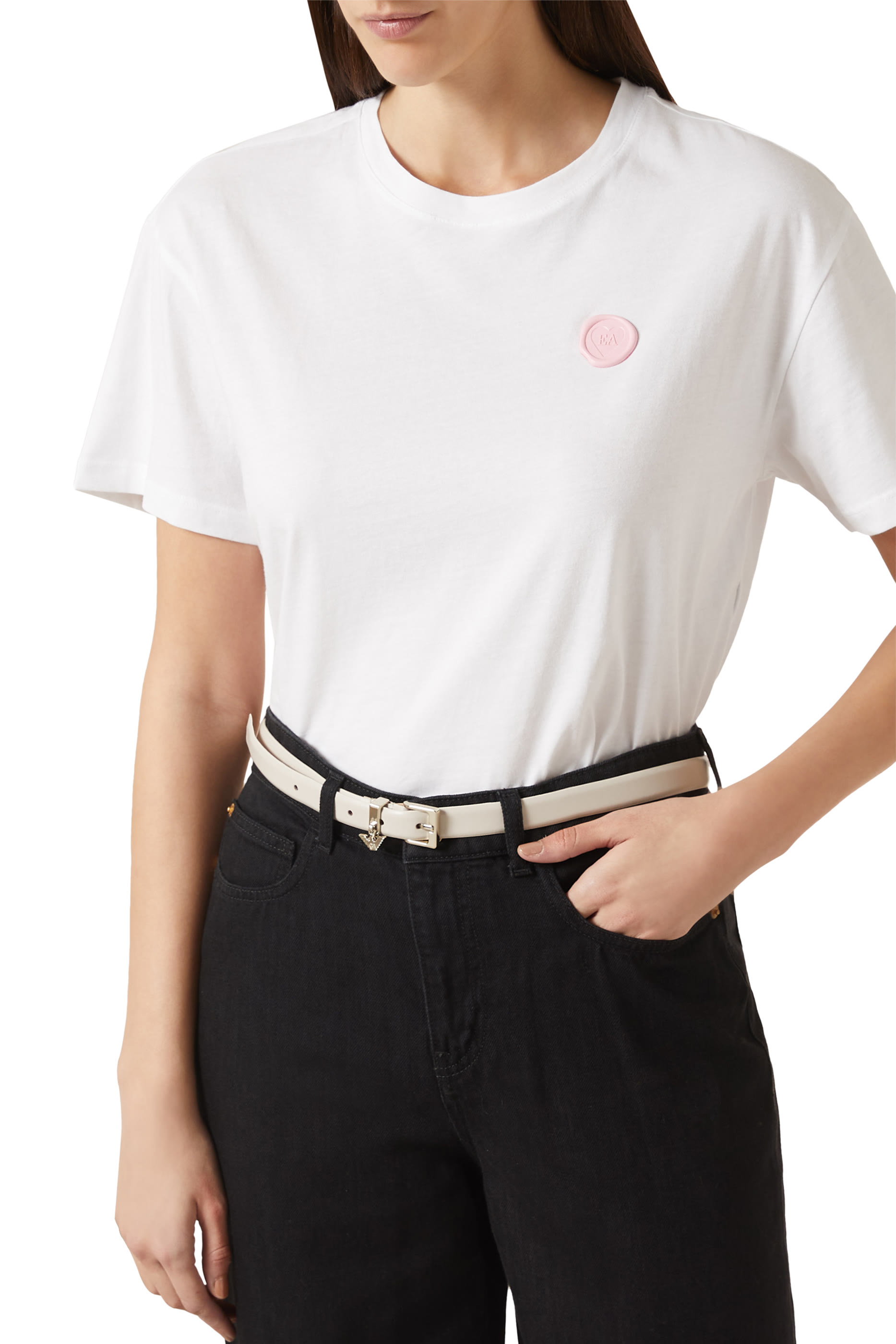 حزام بحلية شعار الماركة بحجم صغير