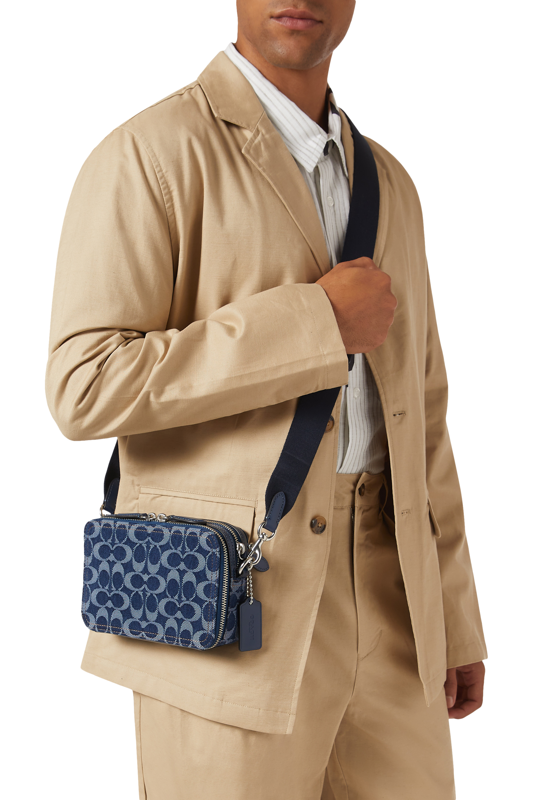 حقيبة كروس بودي تشارتر 19 دنيم بشعار الماركة