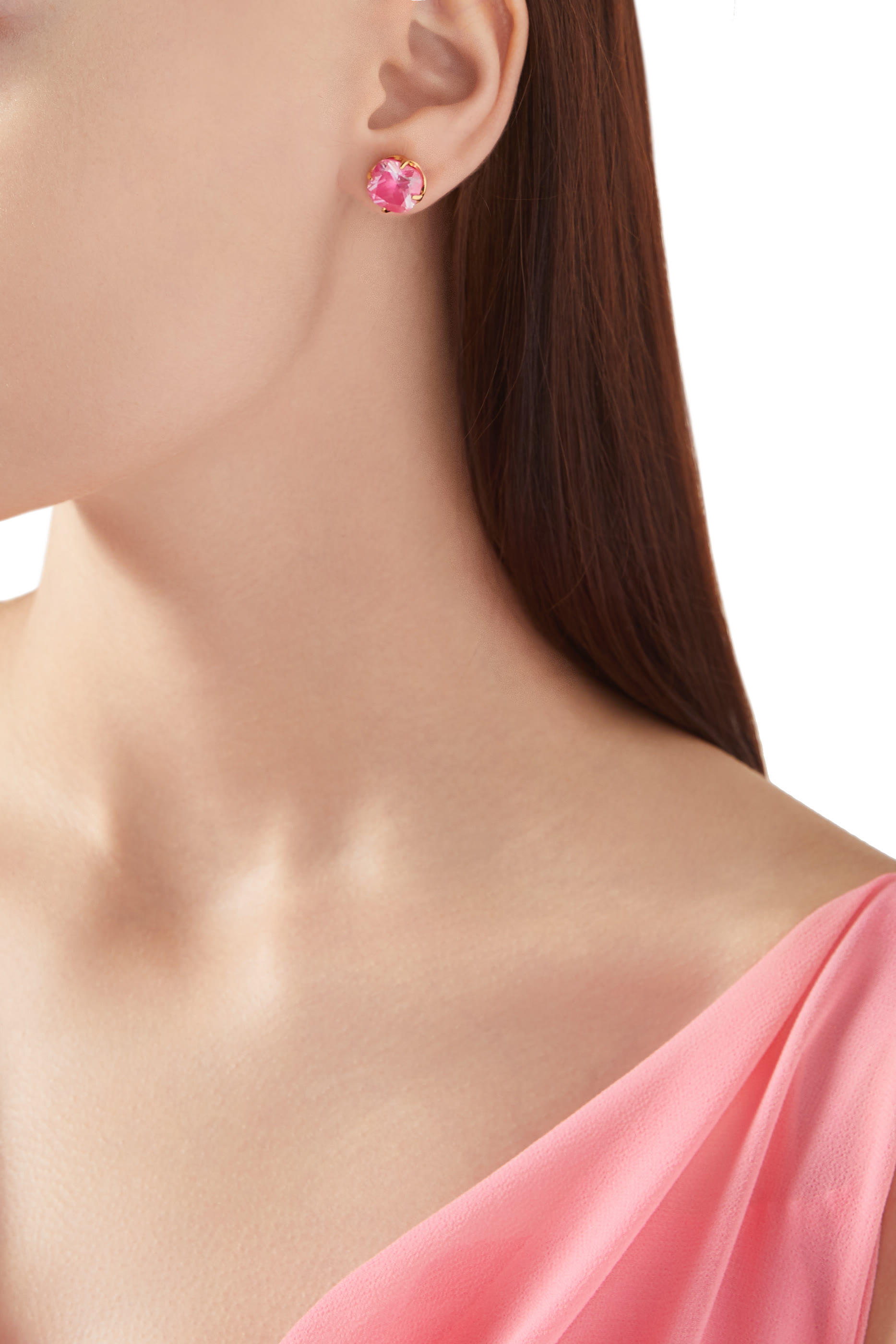 أقراط بوب اوف جوي سبايد مقاس 10 مم بتصميم زهرة مرصعة بأحجار زركونيا مكعبة بمينا وقفل تيتانيوم معدن مطلي