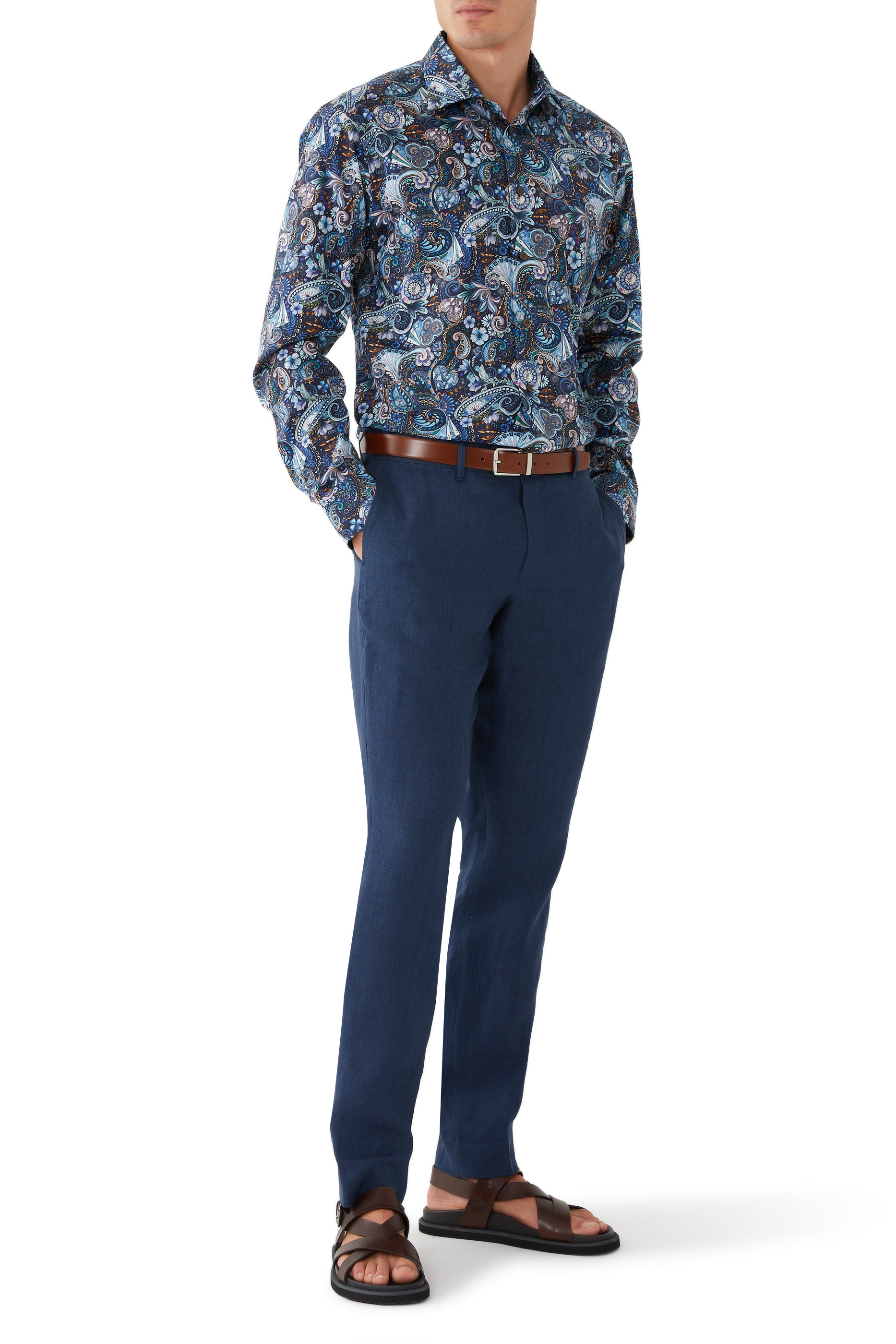 قميص مزين بنقشة تويل مميز للماركة