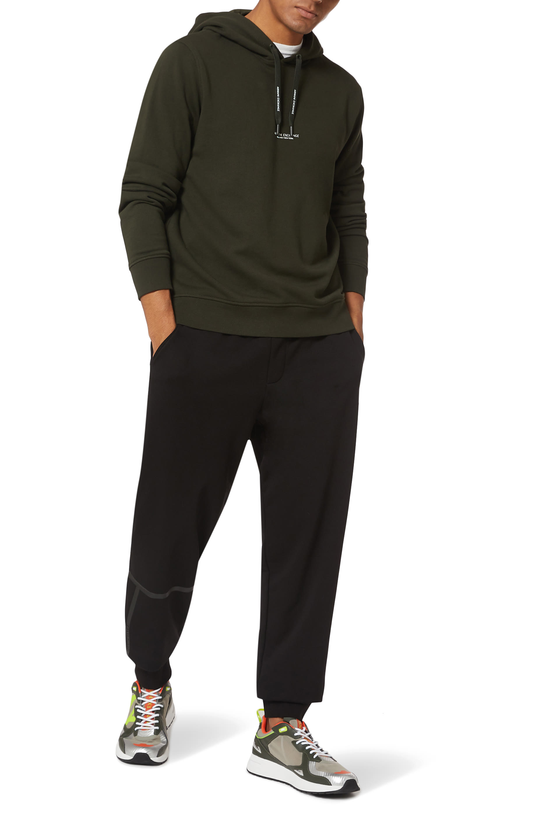 سويت شيرت بغطاء رأس وطبعة شعار الماركة