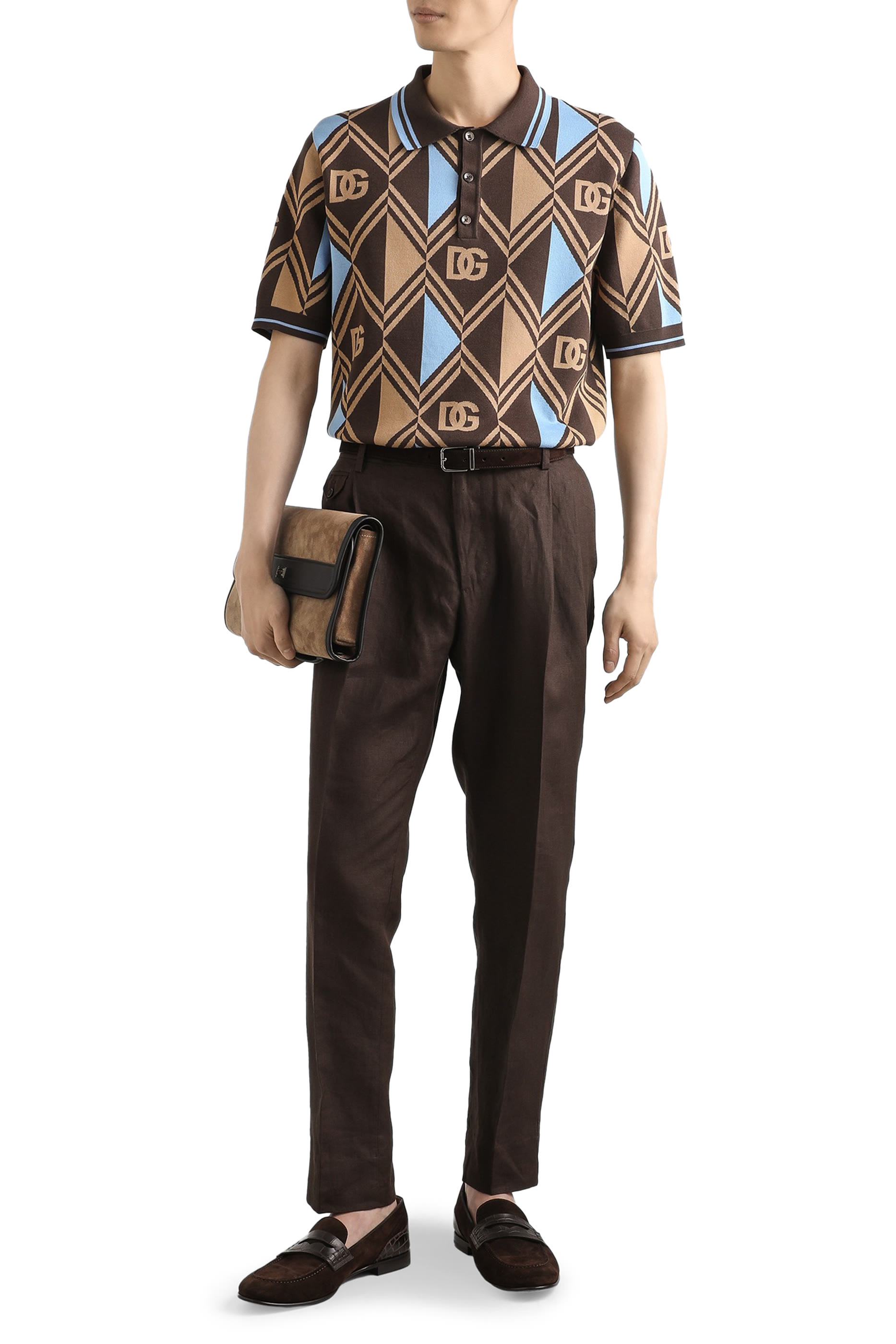 قميص بولو قطن جاكار بيكيه