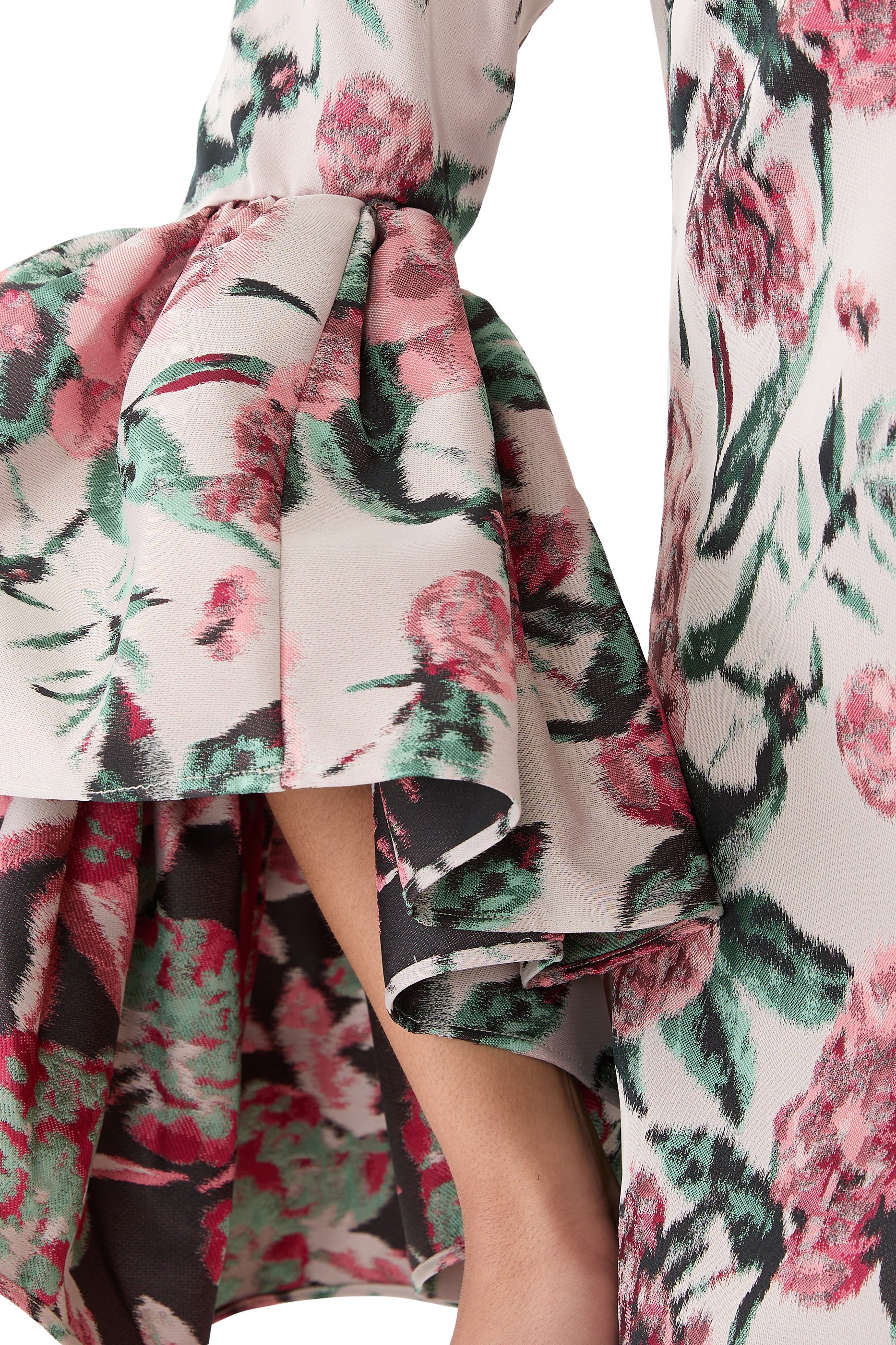 فستان متوسط الطول بنقشة زهور