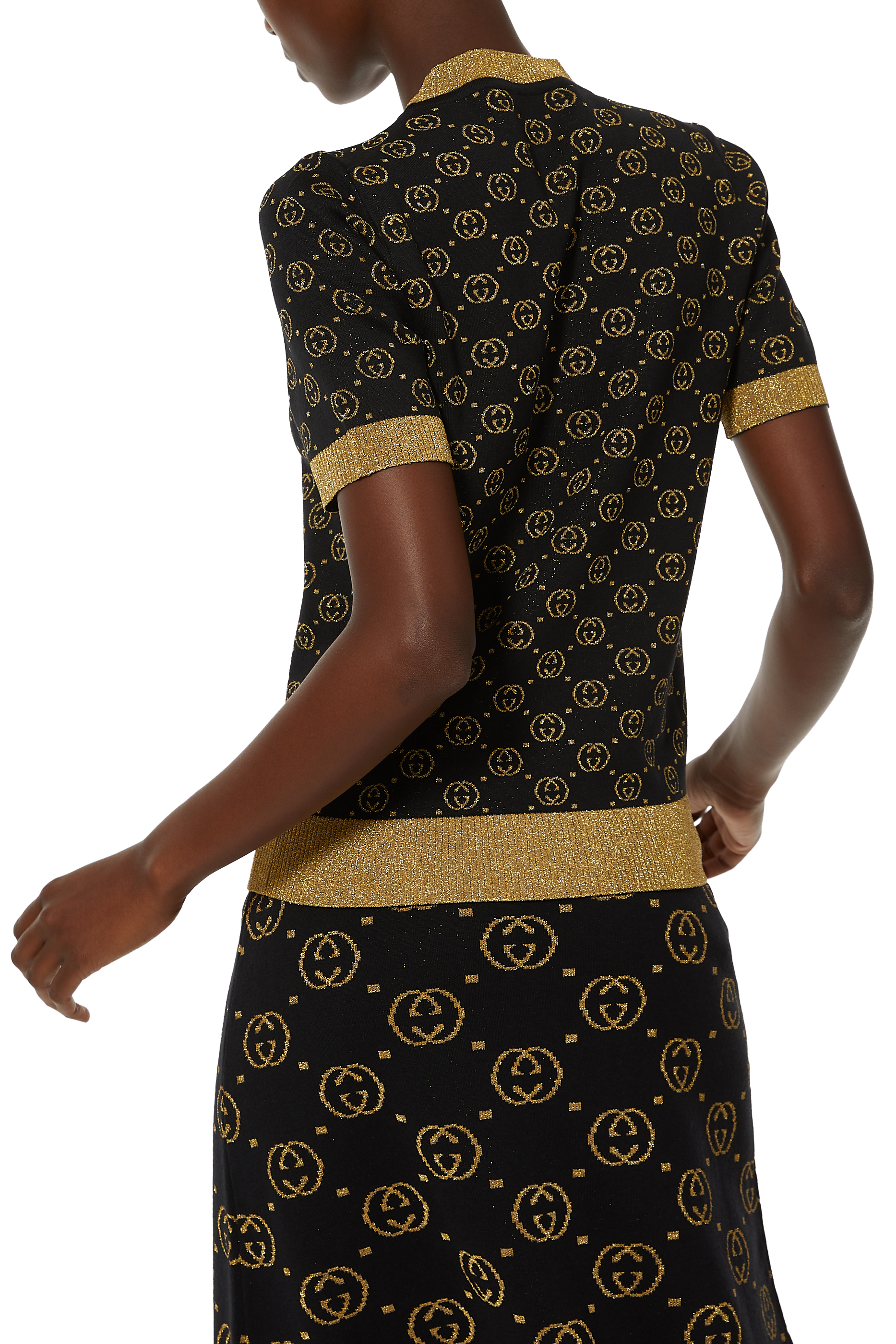 بلوزة بنقشة شعار GG