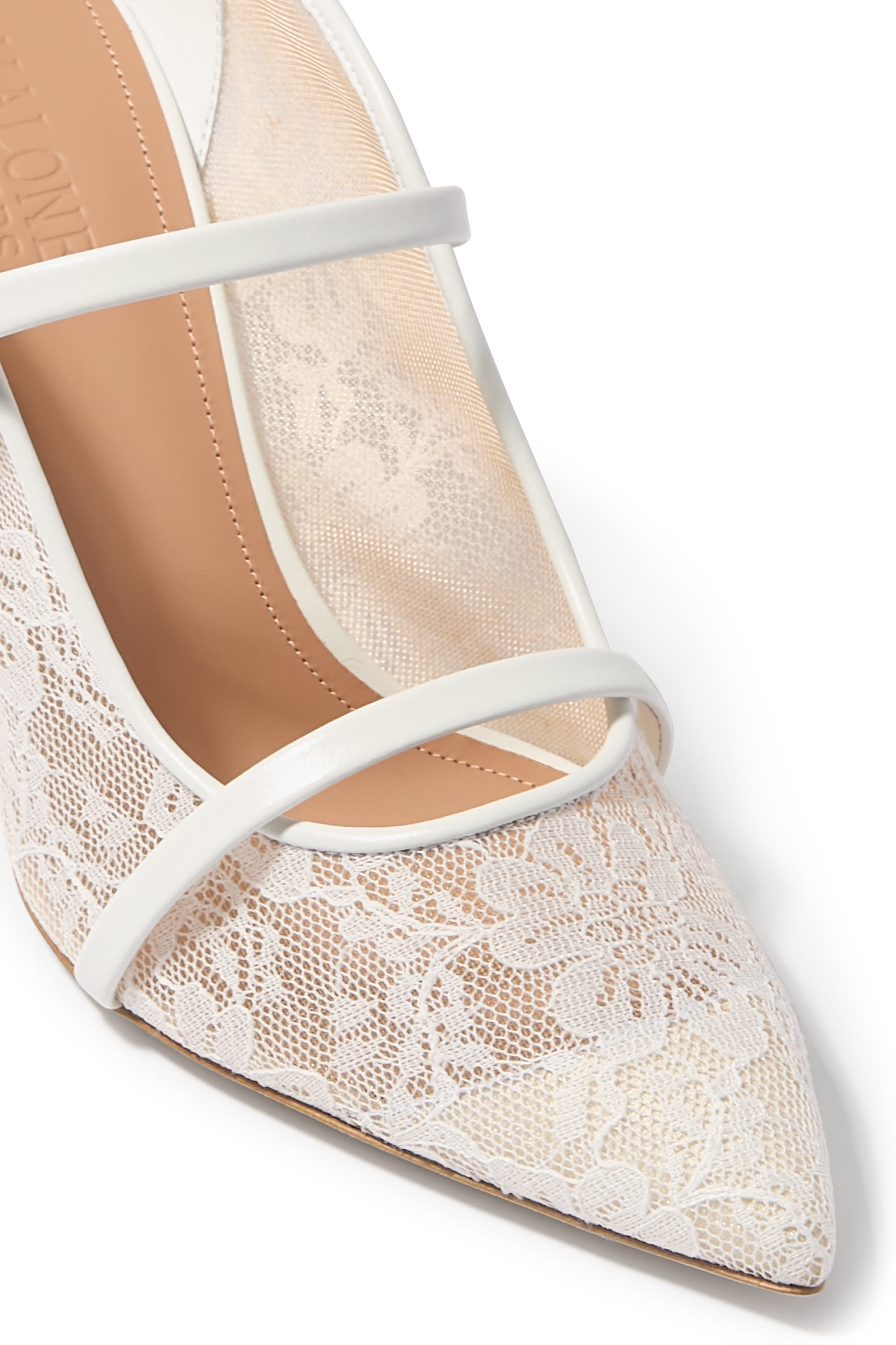 حذاء مورين مفتوح من الخلف بكعب 70 بتفاصيل دانتيل