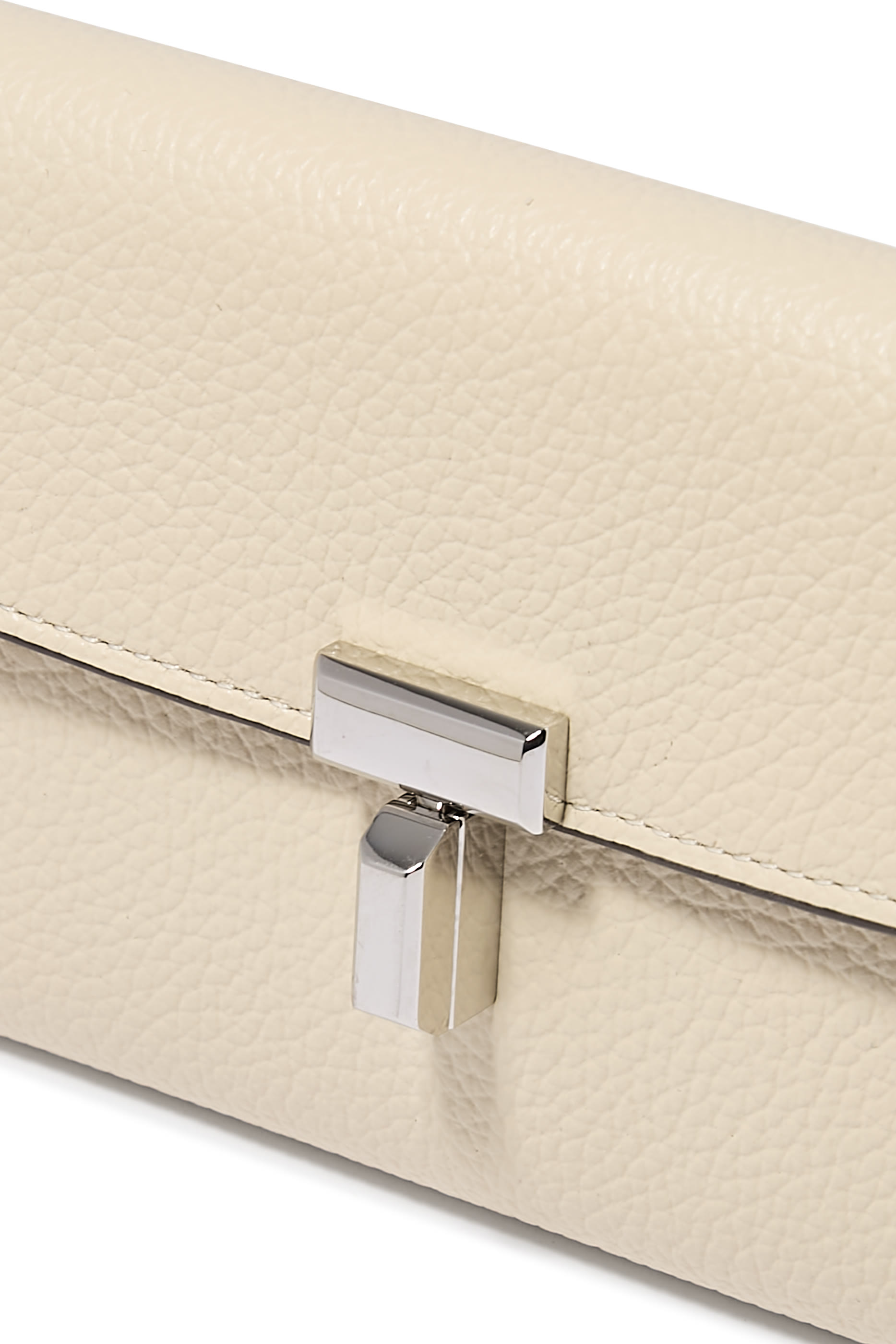 محفظة بقفل بتصميم حرف T جلد بارز الملمس