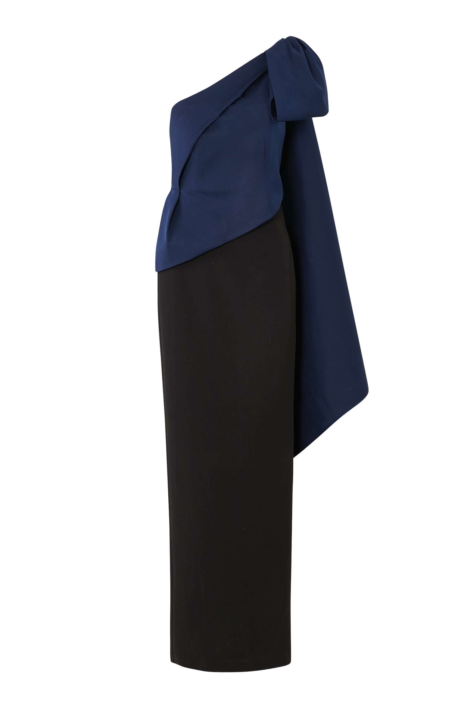 فستان سهرة تفتا بتصميم غير متماثل وربطة فيونكة درابيه