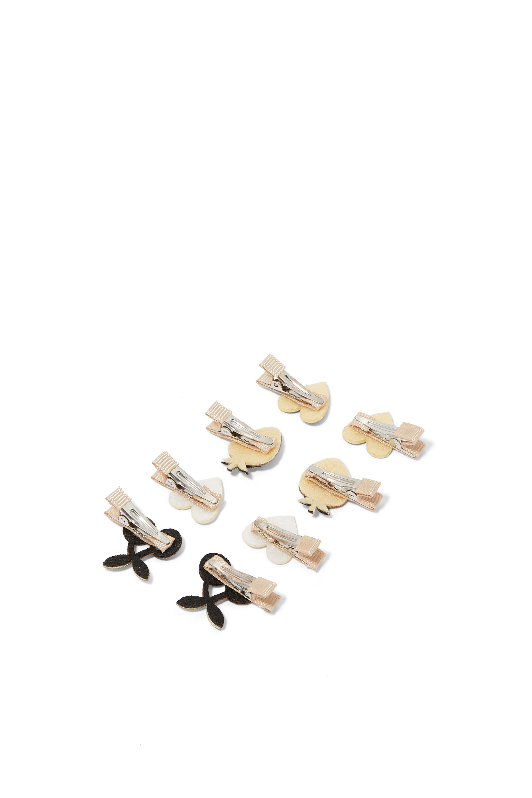 طقم مشابك شعر بتصميم فواكه وقلوب للأطفال، 8 قطع