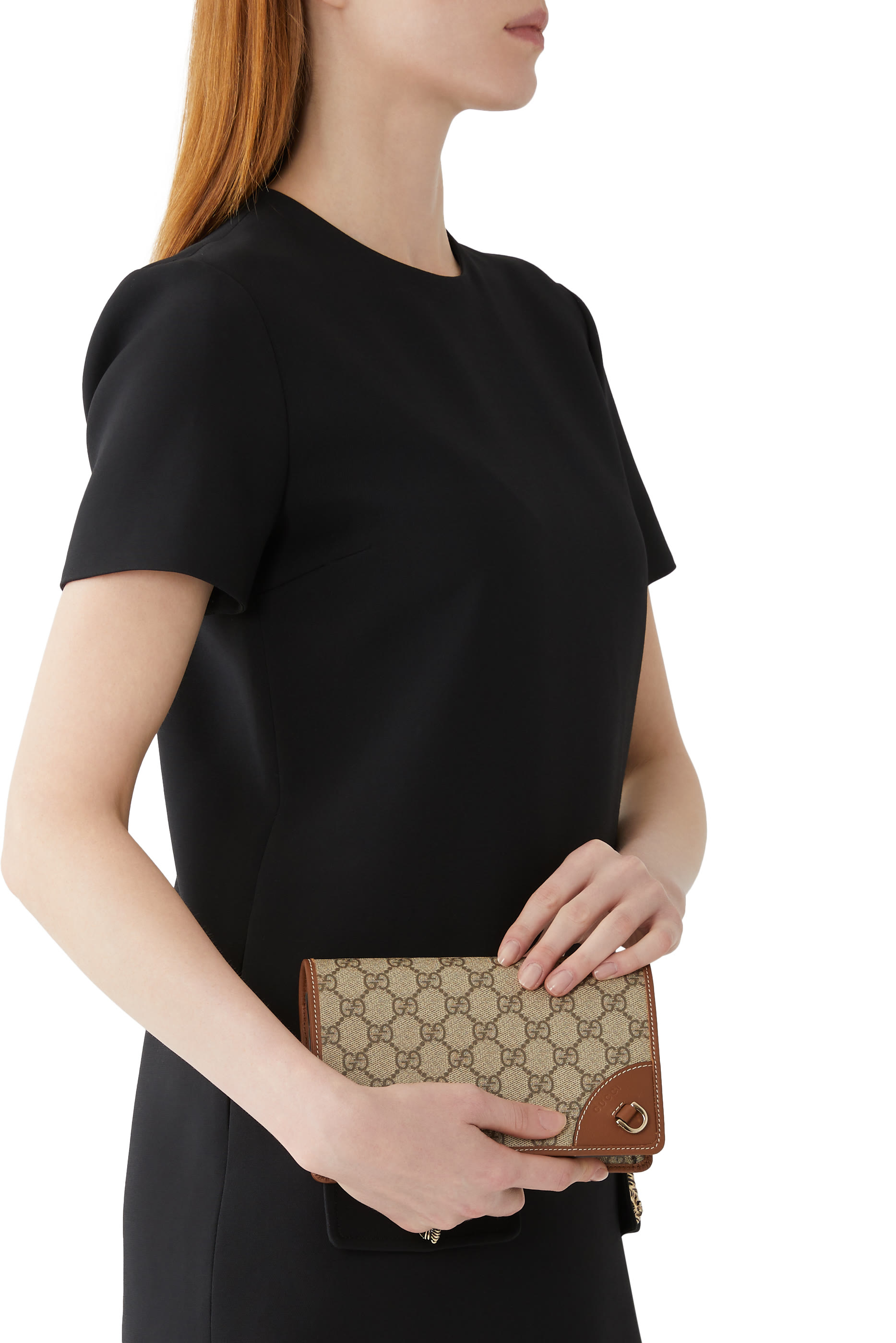 حقيبة كتف صغيرة جدا بنقشة حرفي شعار الماركة