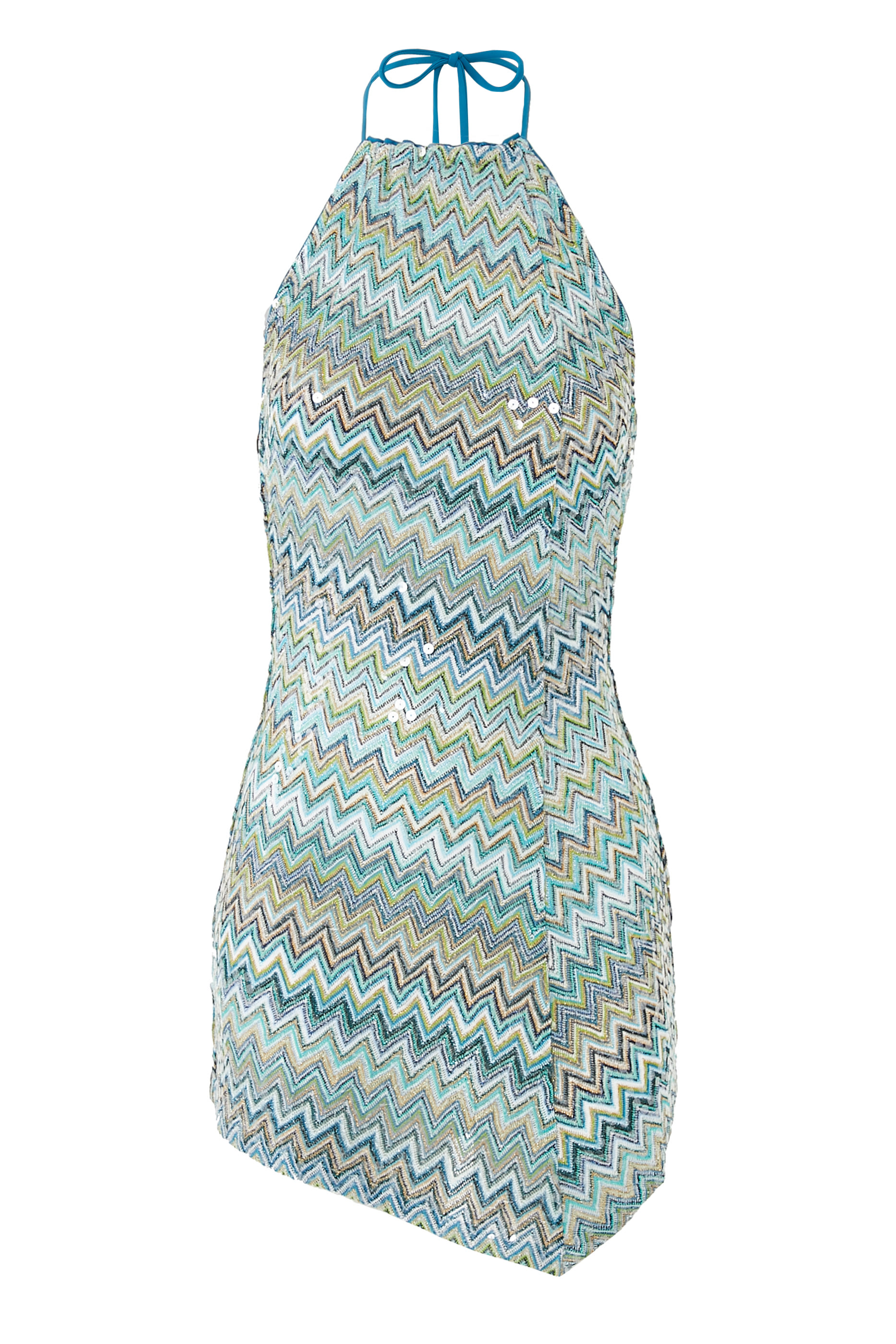 فستان قصير للإرتداء فوق ملابس السباحة بنقشة خطوط متعرجة