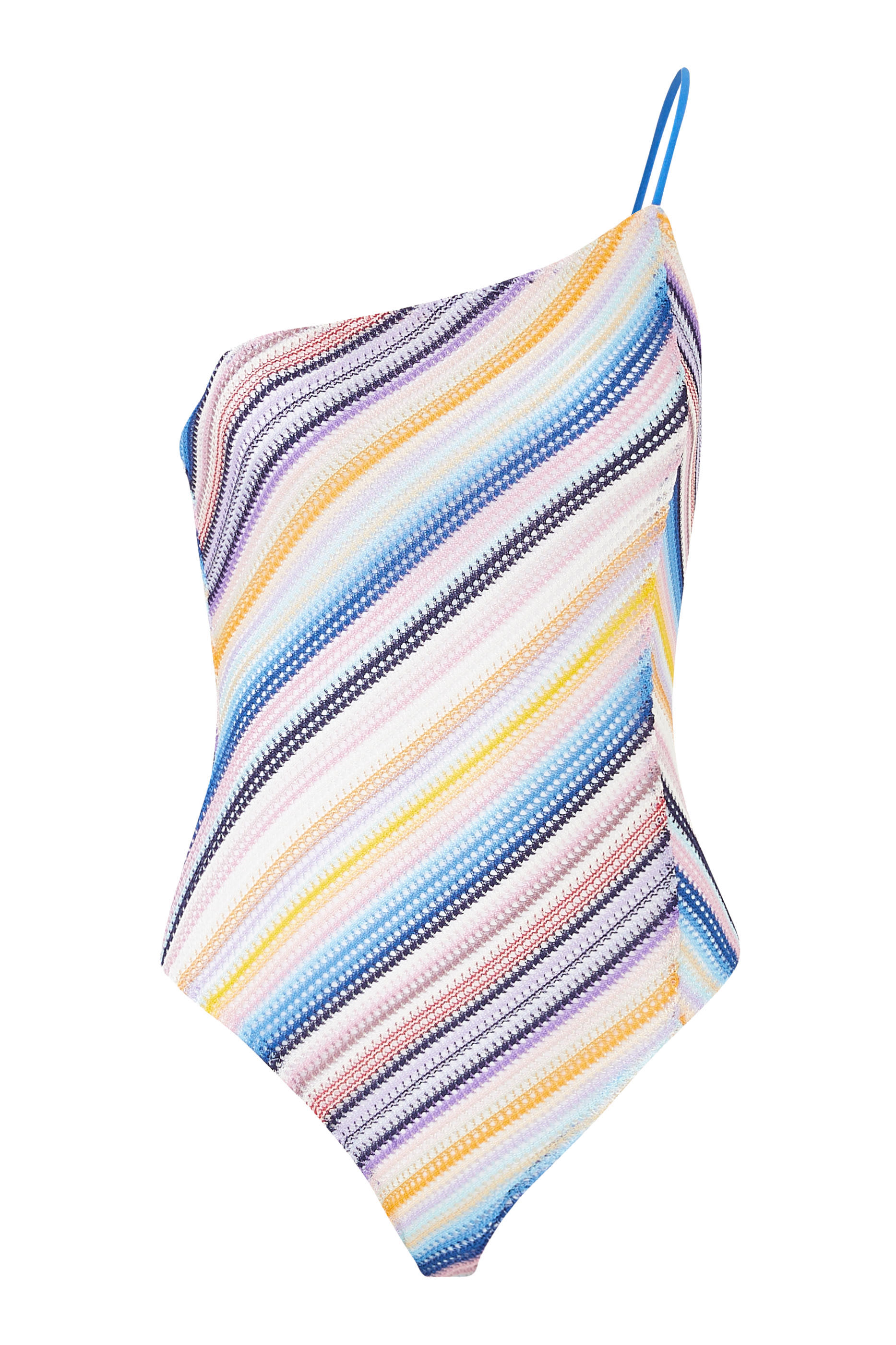 بدلة سباحة مخططة بتصميم قطعة واحدة بكتف واحد