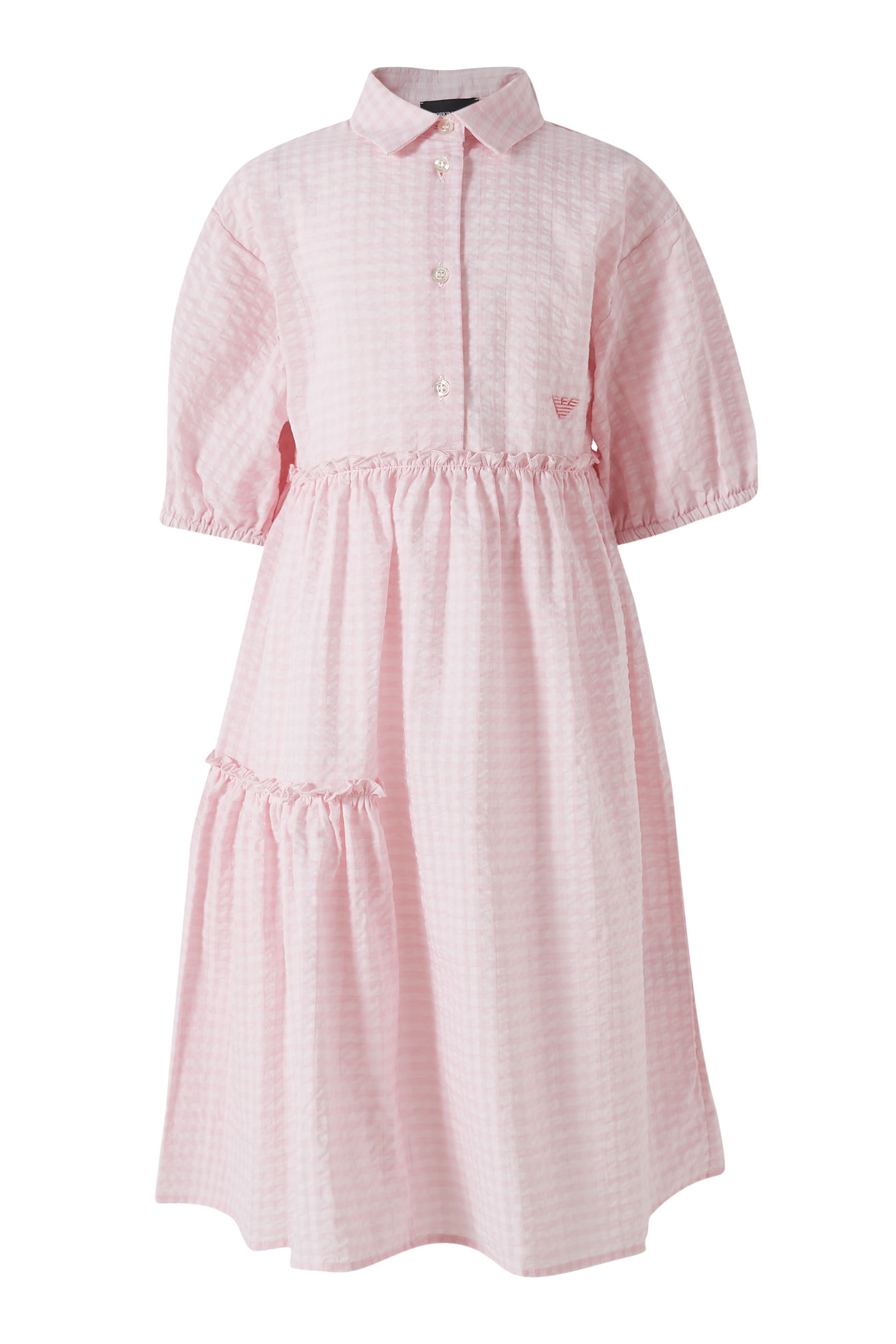 فستان بأكمام قصيرة ونقشة مربعات للأطفال