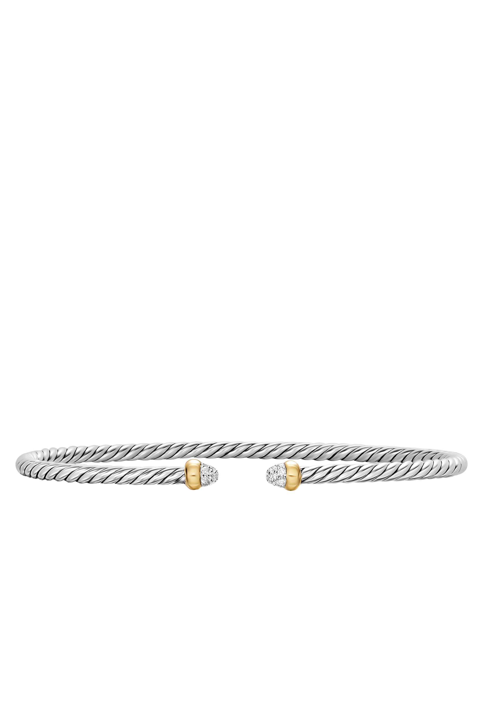 Micro Cablespira&reg; Flex Bracelet, 18k Yellow Gold, Sterling Silver & Diamonds