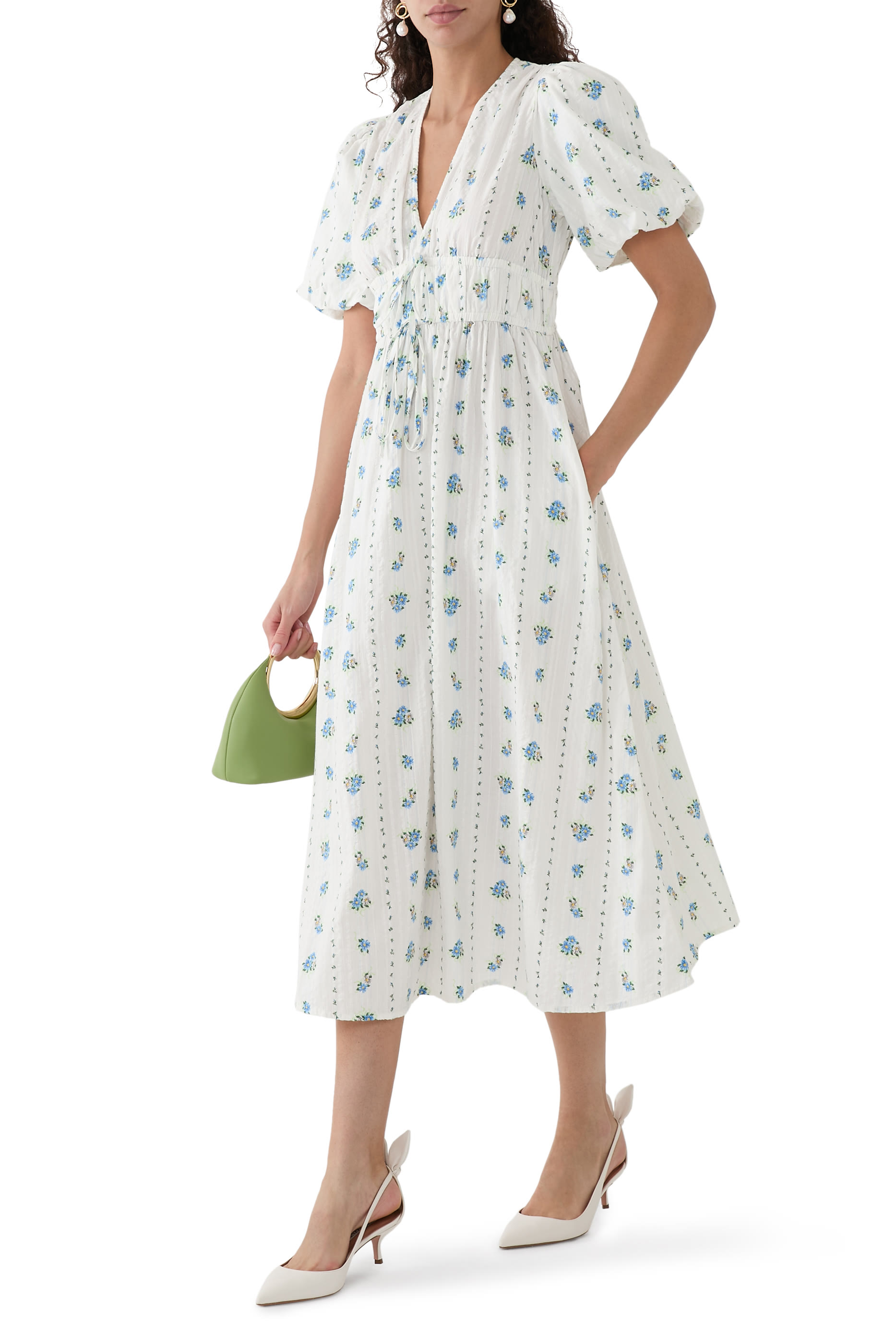 فستان سكوتي متوسط الطول بنقشة زهور