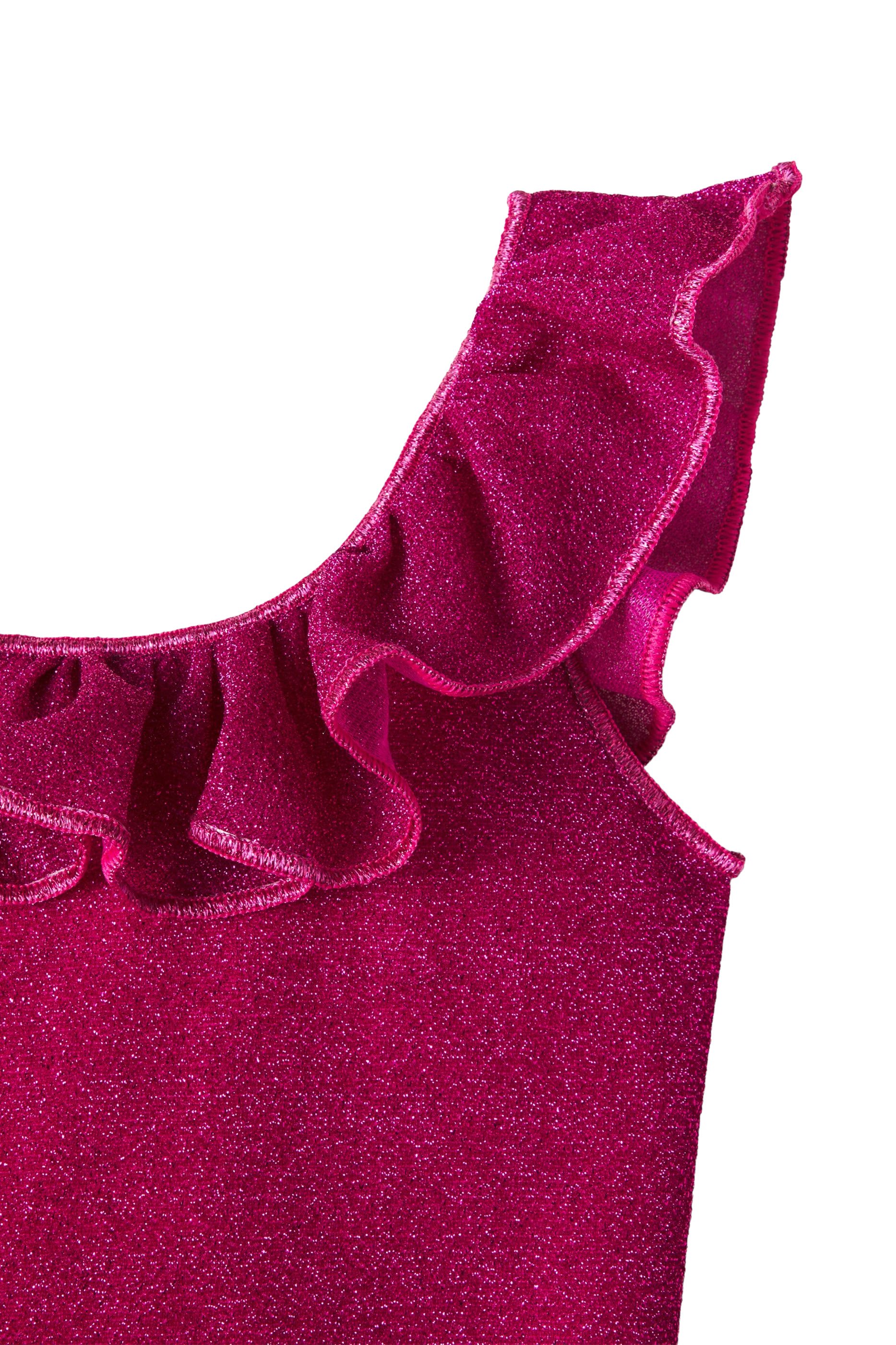 بدلة سباحة بتصميم قطعة واحدة لوميير بكتف مكشوف مزينة بكشكش للأطفال