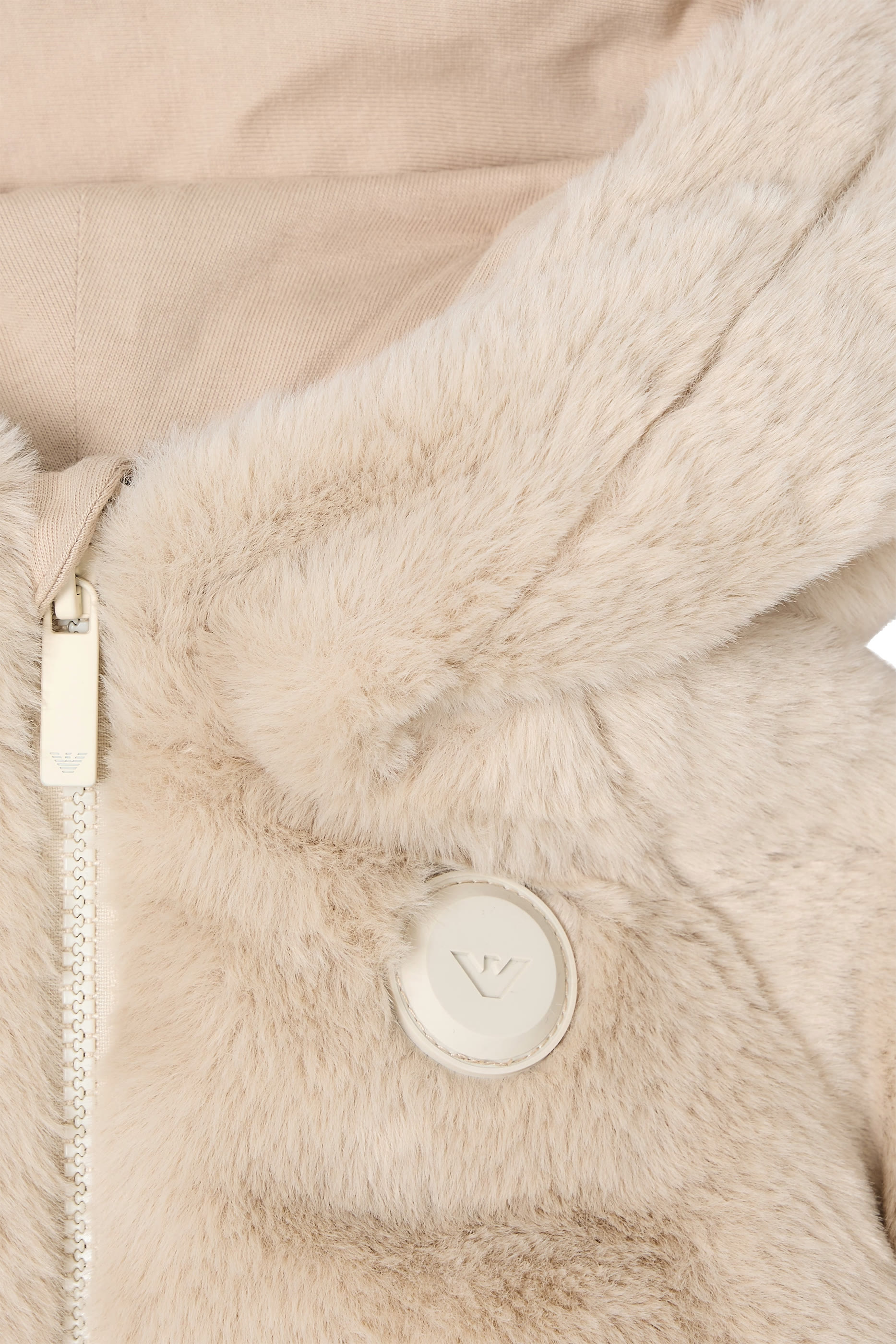 جاكيت بغطاء للرأس مزين بفرو صناعي للأطفال