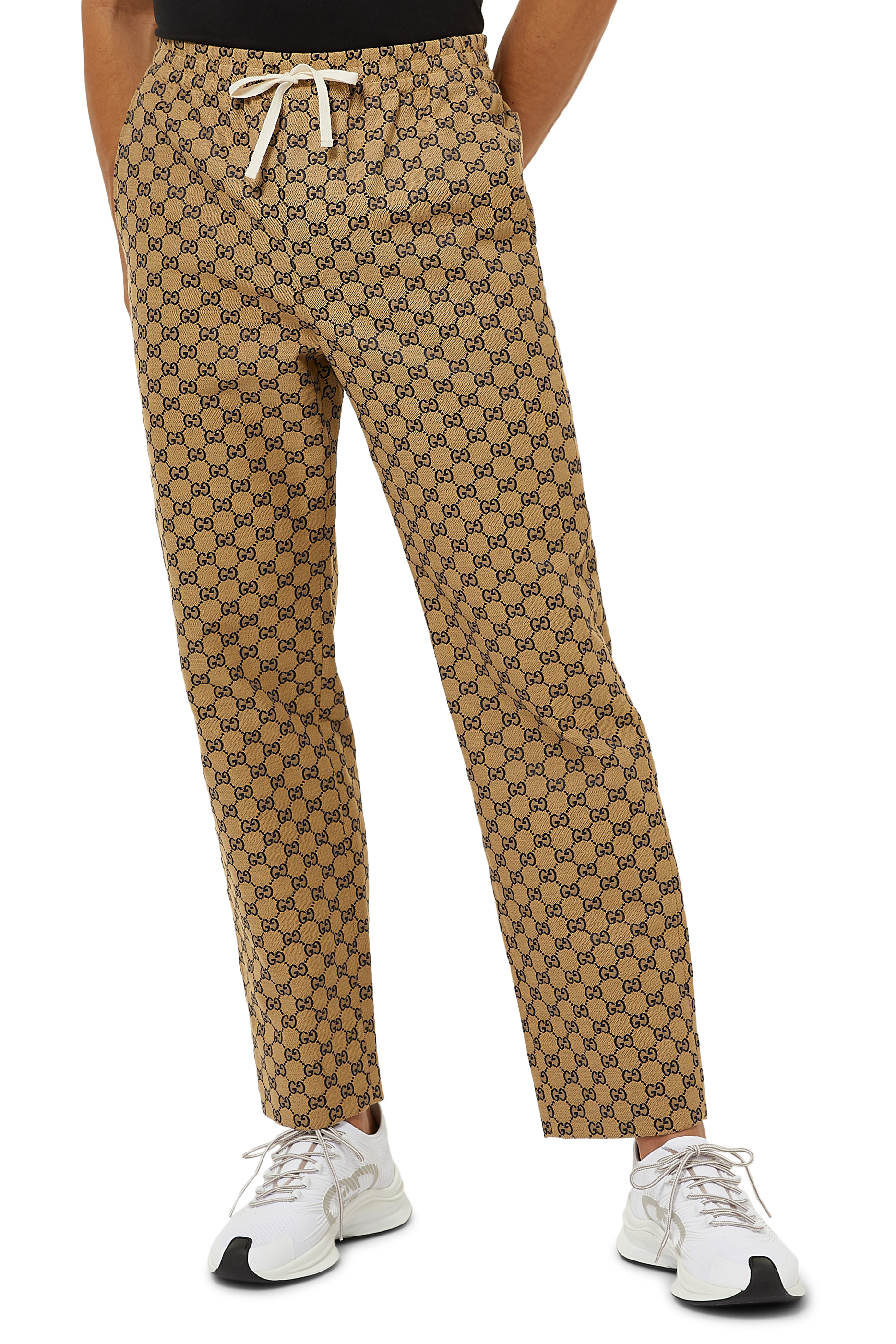 GG Canvas Pants With Leather Interlocking G