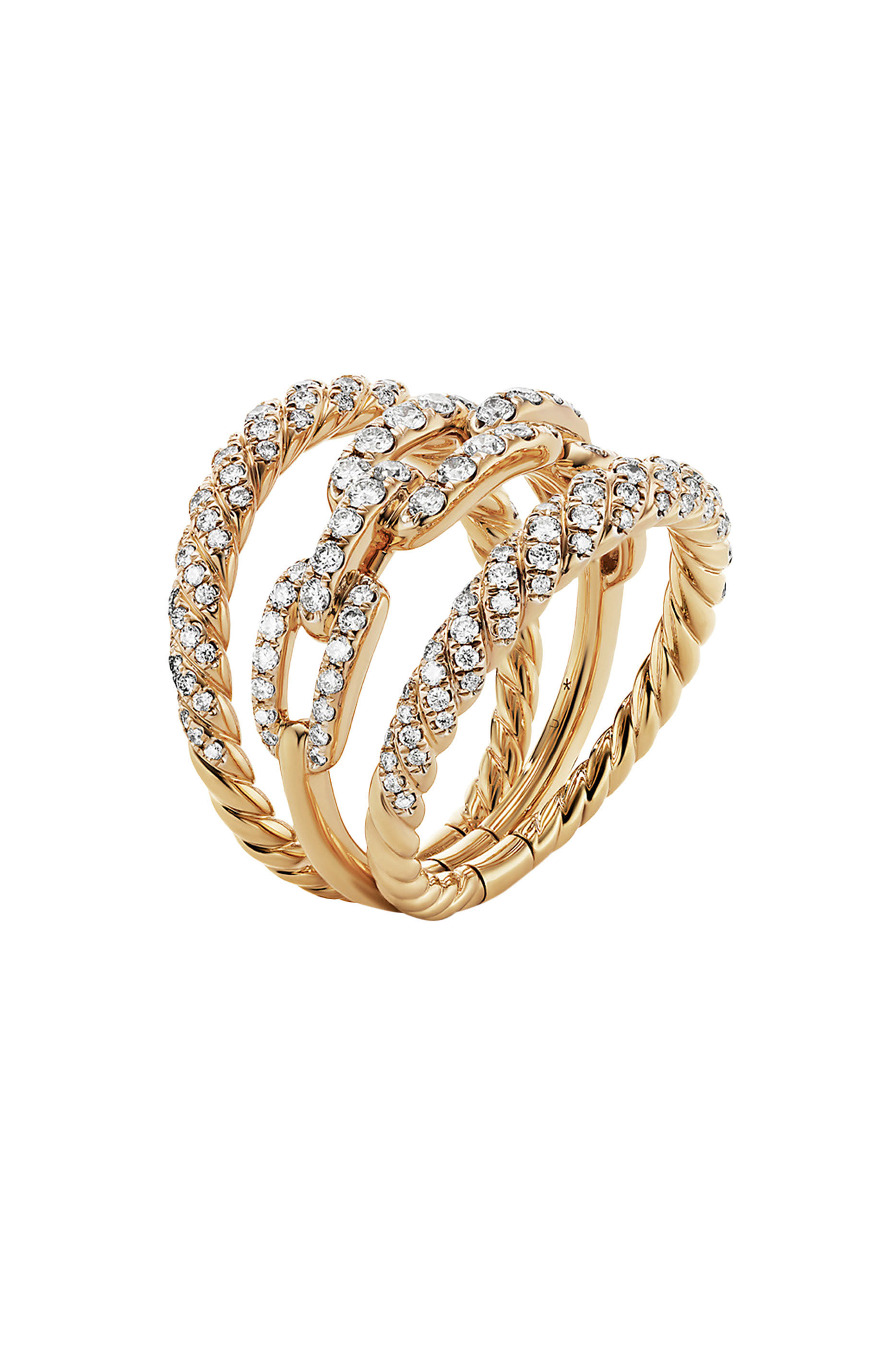 Stax Three Row Full Pav&eacute; Ring, 18k Yellow Gold & Diamonds&nbsp;