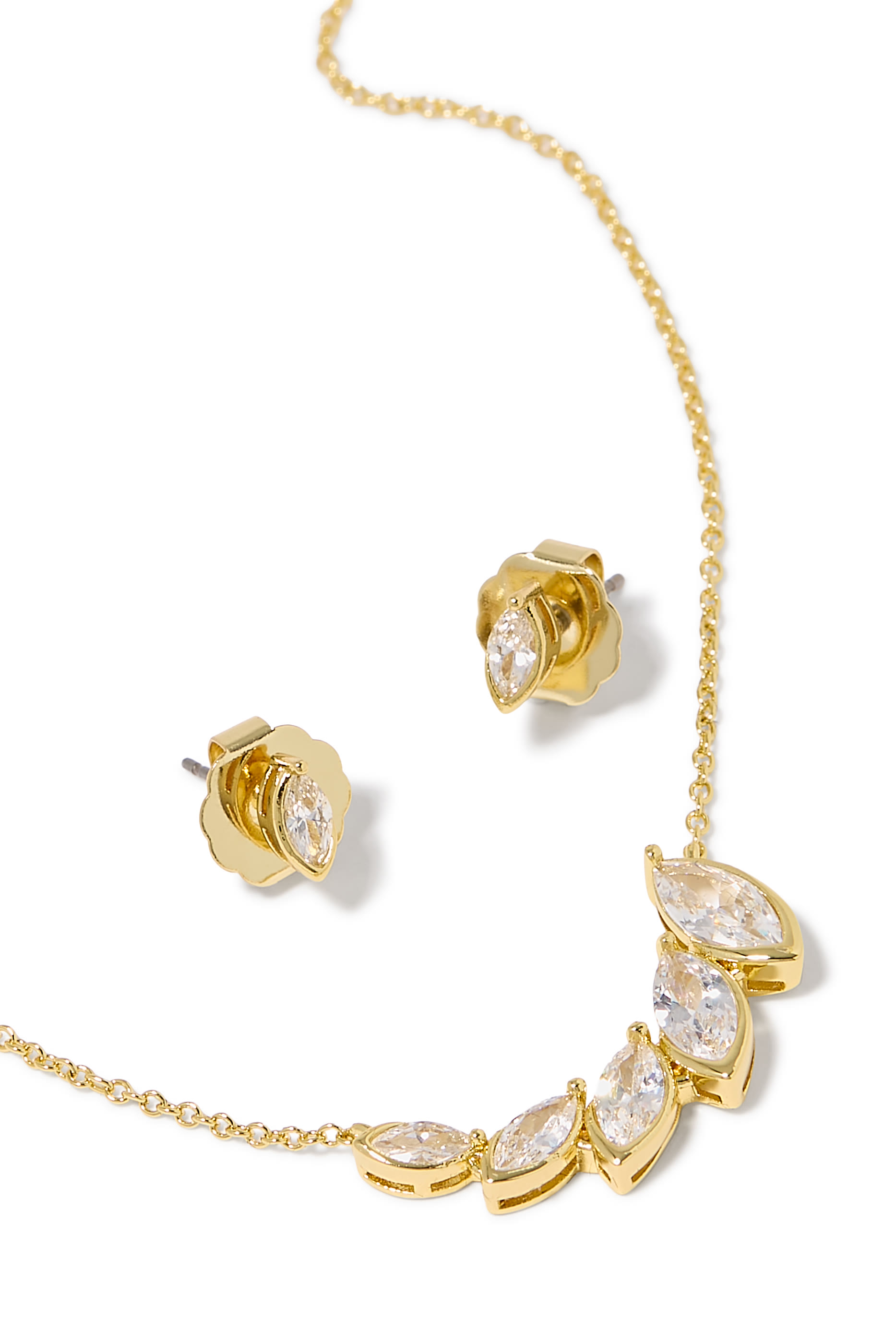 طقم مجوهرات قلادة مرصعة بحجر زركونيا بتصميم كمثرى