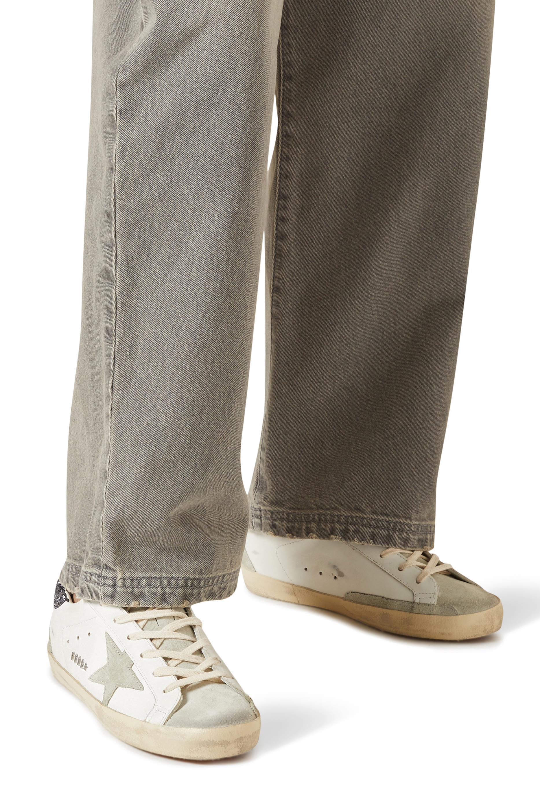 سنيكرز سوبر ستار بنجمة رمادية وطرف شد جليتر رمادي