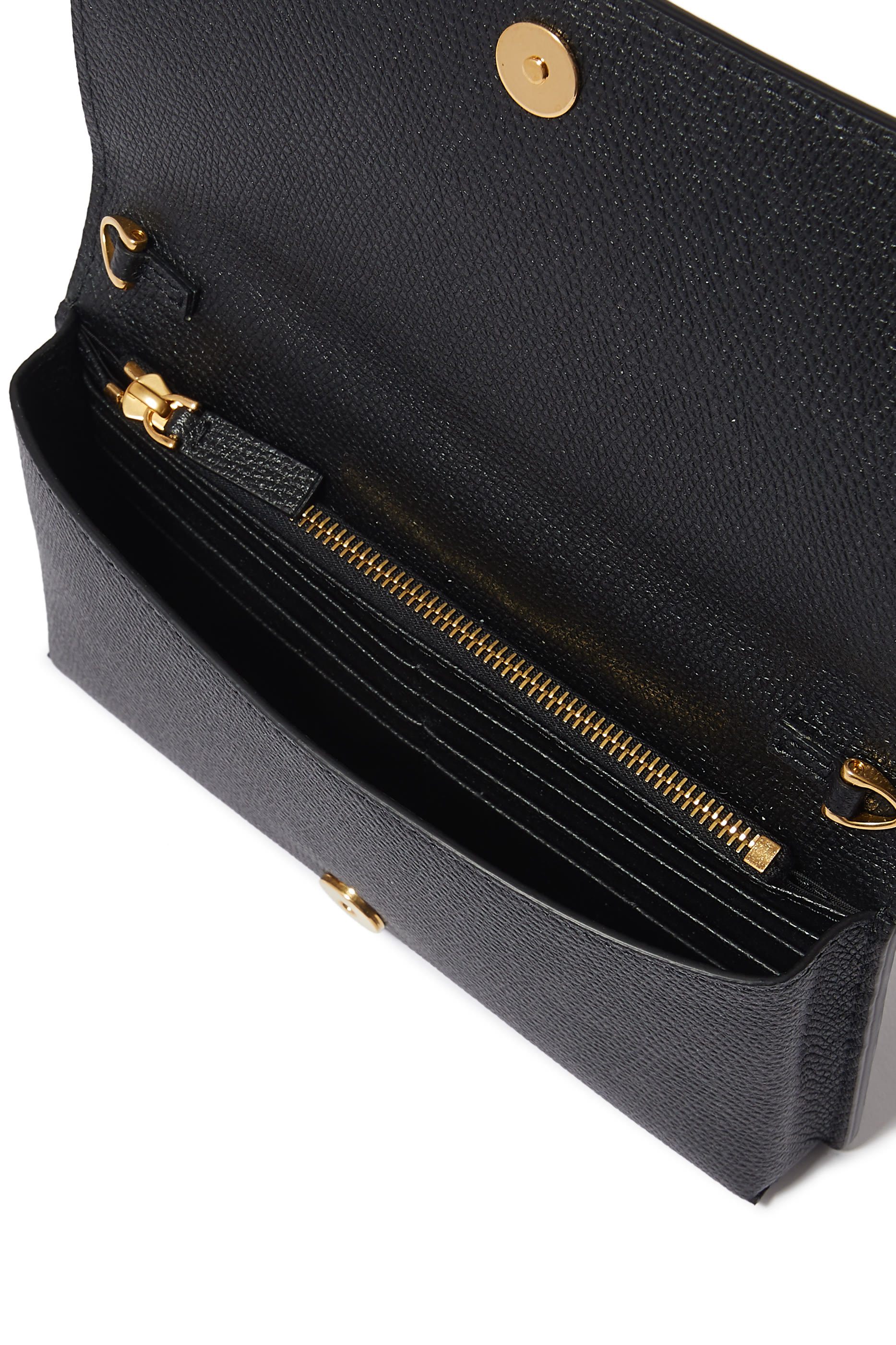 محفظة بشعار الماركة جلد عجل بارز الملمس